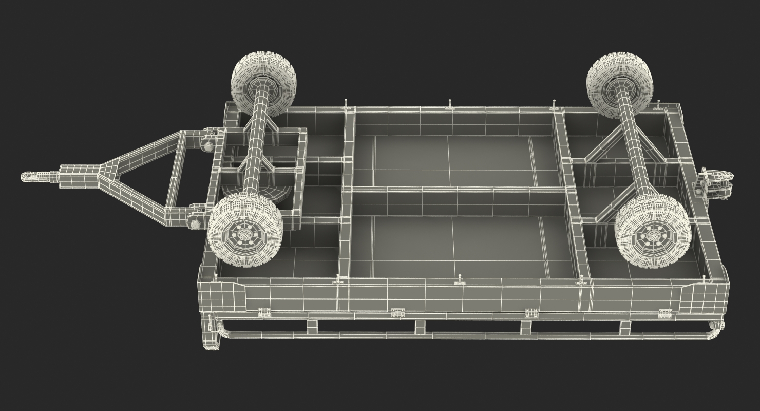 Airport Transport Trailer Low Bed Platform Rigged 3D model