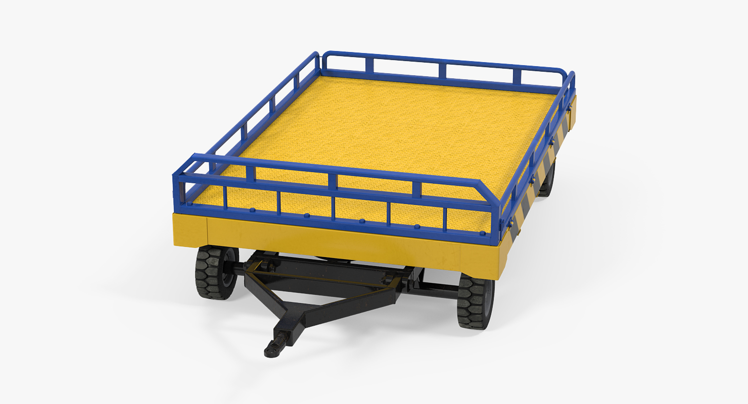 Airport Transport Trailer Low Bed Platform Rigged 3D model