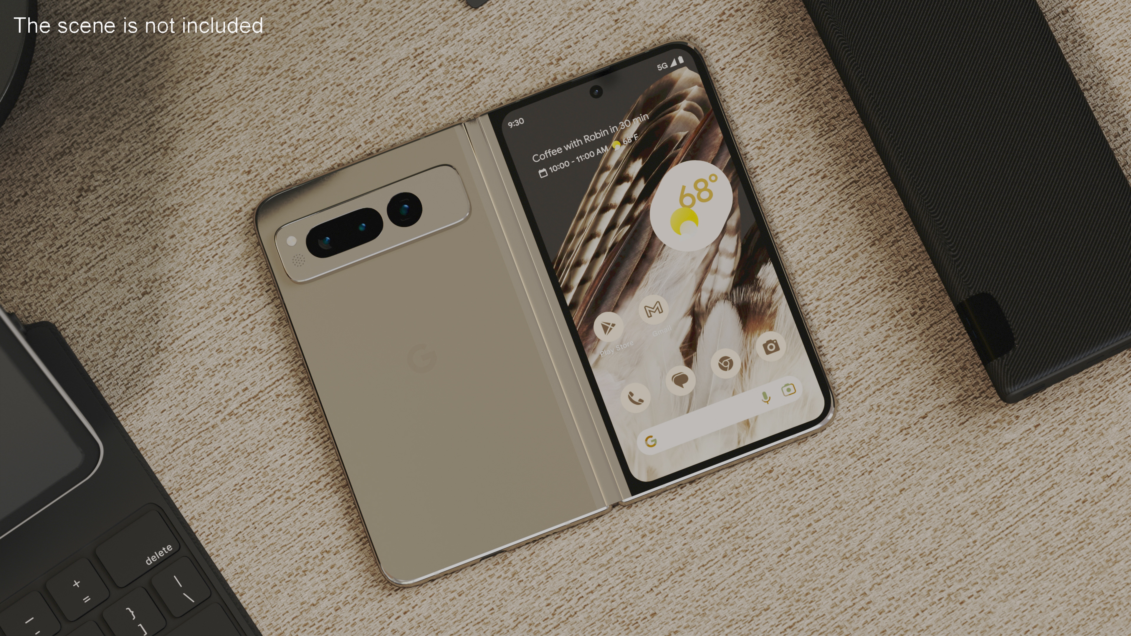 3D Google Pixel Fold Android Smartphone Porcelain
