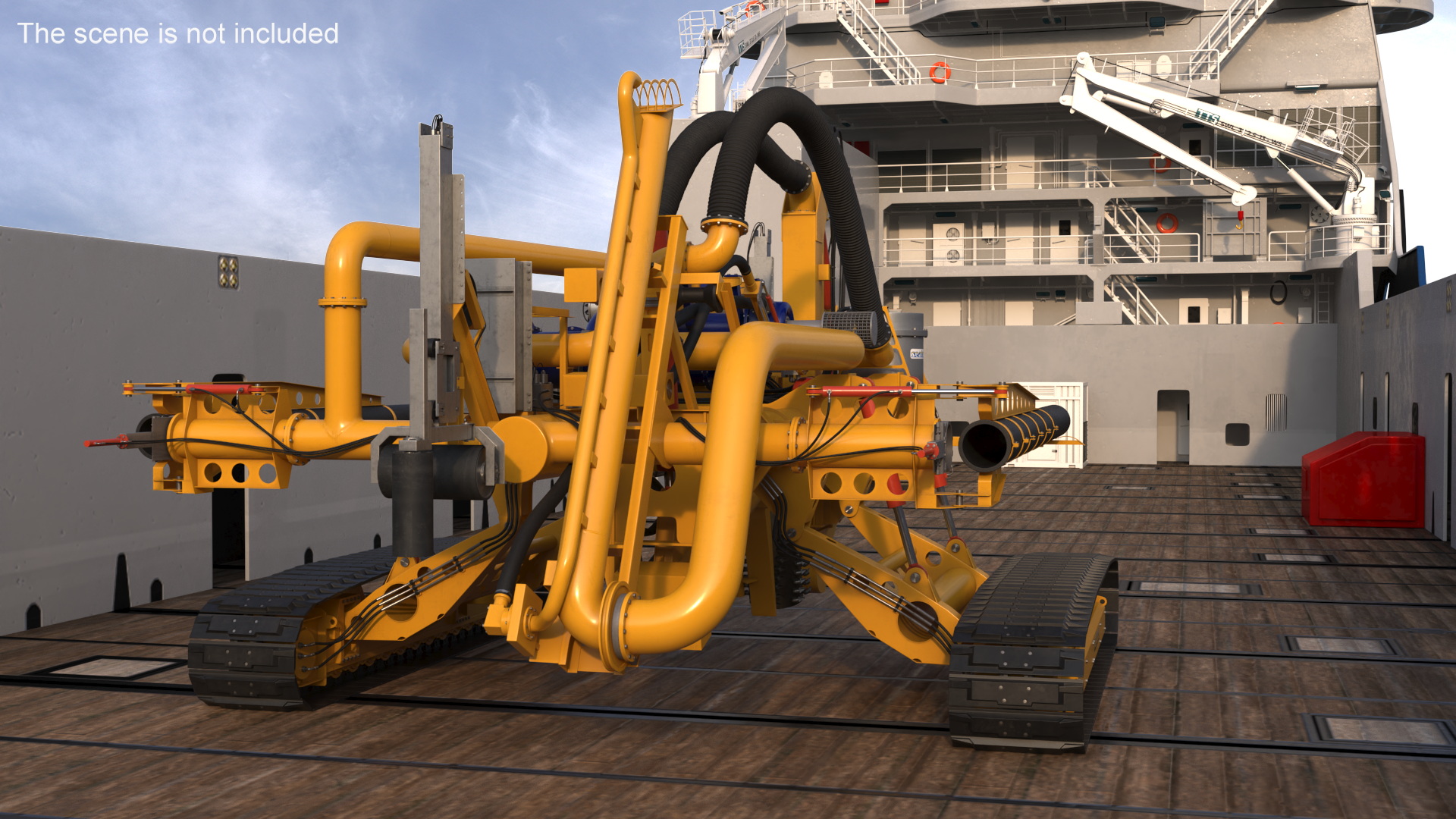 3D Handling Tug Vessel with Arthropod 600 Subsea Pipeline Trencher model