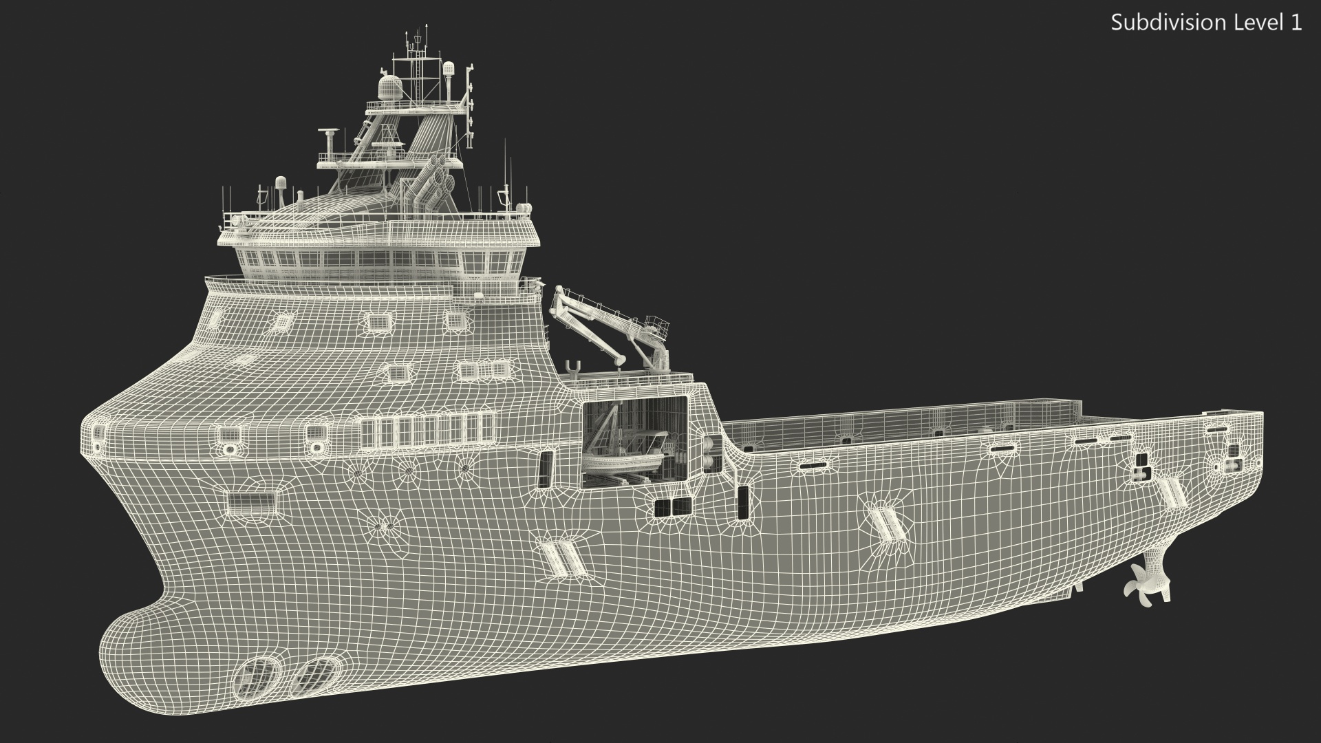 3D Handling Tug Vessel with Arthropod 600 Subsea Pipeline Trencher model