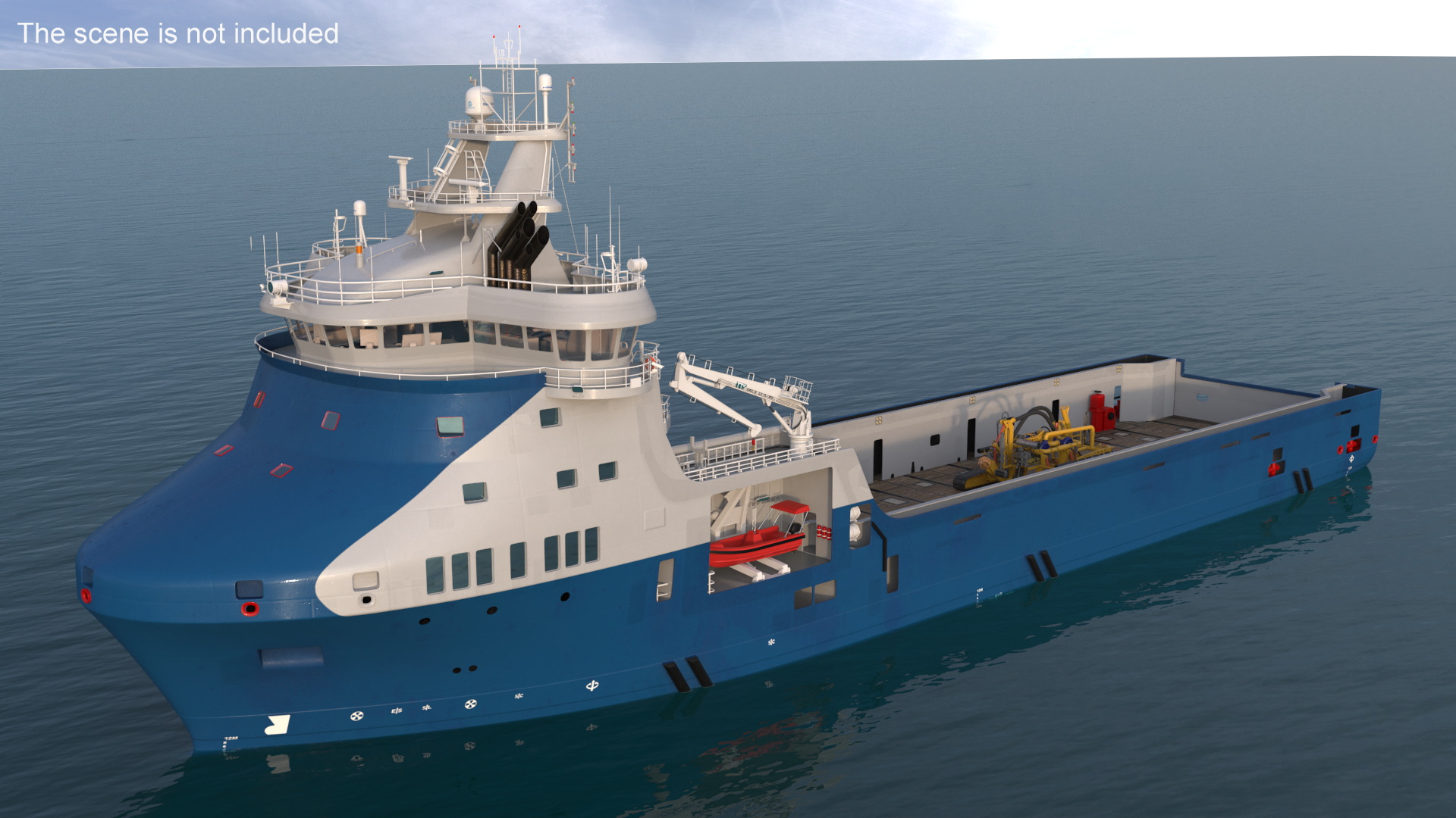 3D Handling Tug Vessel with Arthropod 600 Subsea Pipeline Trencher model