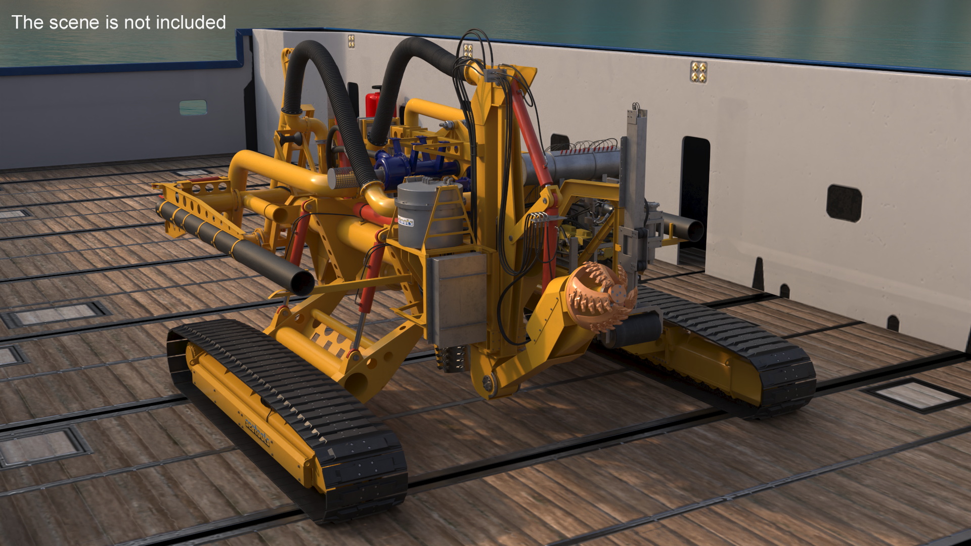 3D Handling Tug Vessel with Arthropod 600 Subsea Pipeline Trencher model