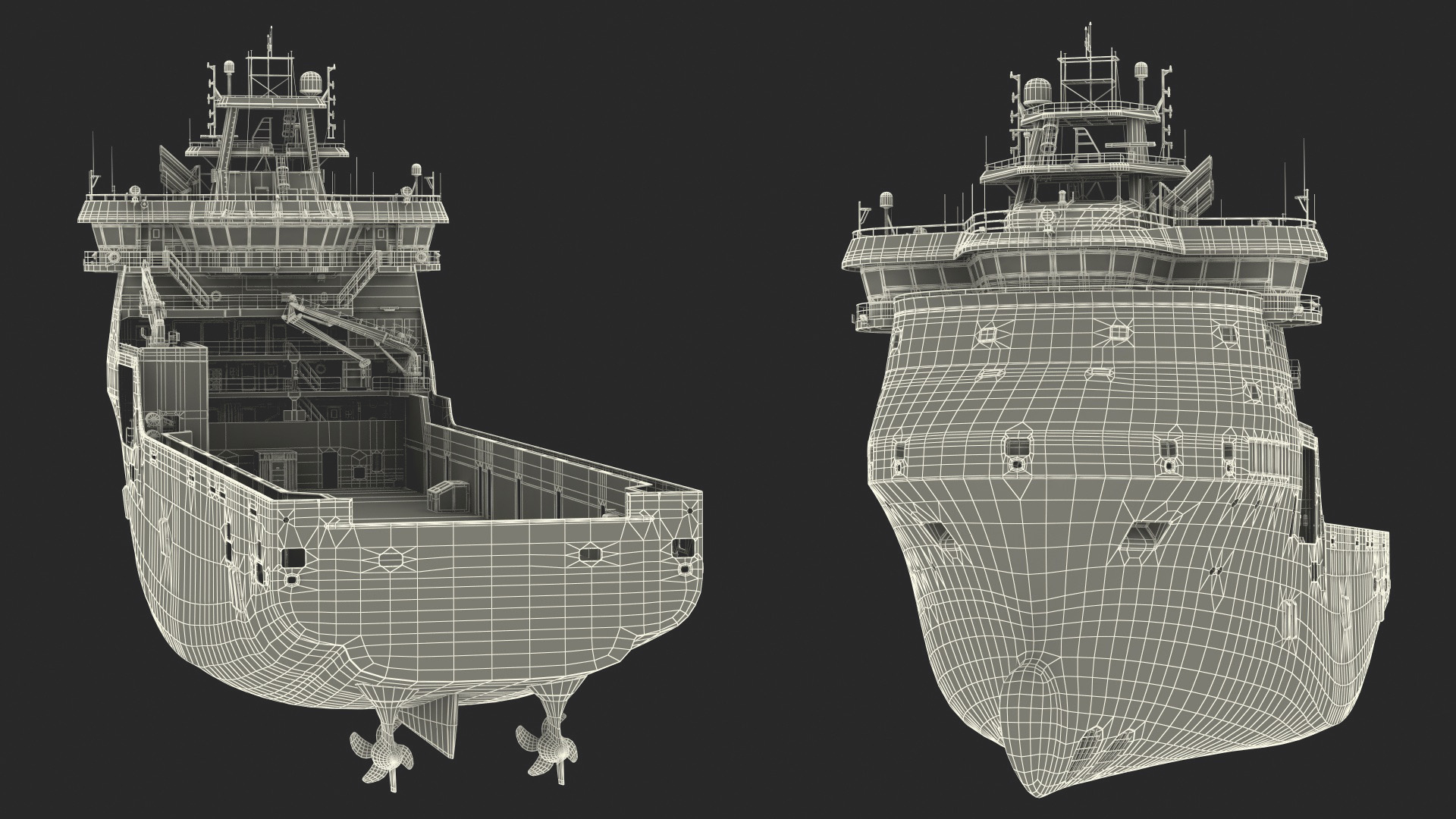 3D Handling Tug Vessel with Arthropod 600 Subsea Pipeline Trencher model
