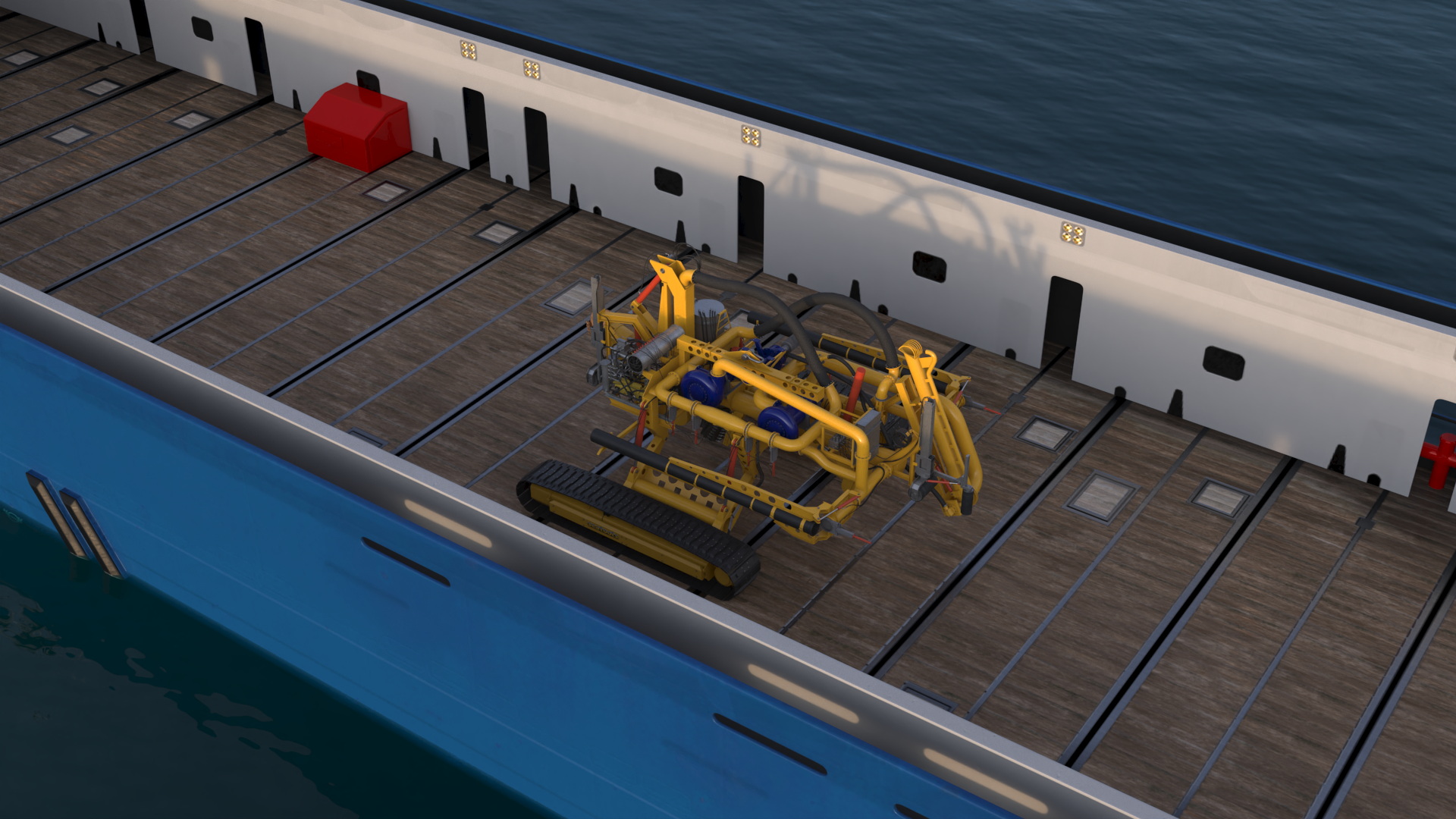3D Handling Tug Vessel with Arthropod 600 Subsea Pipeline Trencher model
