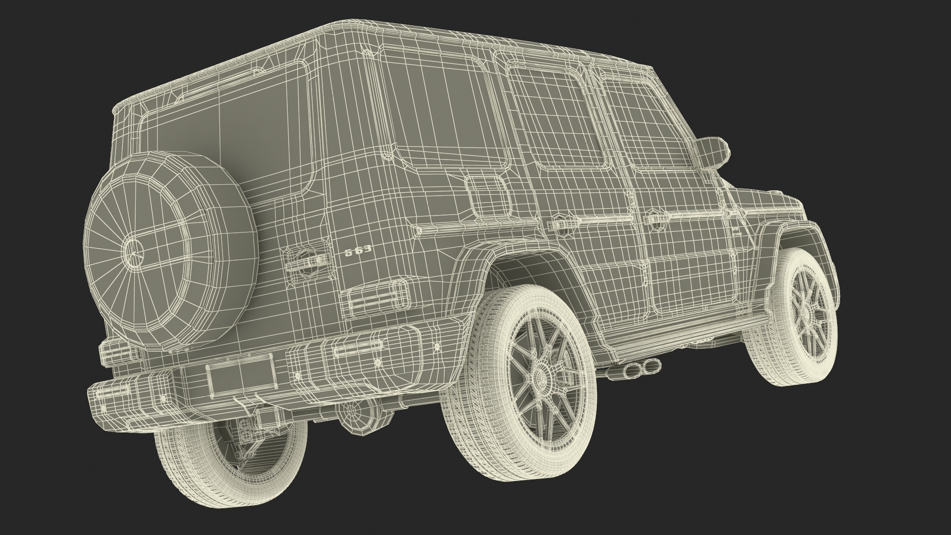 3D model Gelandewagen Mercedes-Benz AMG 63 Black Simplified