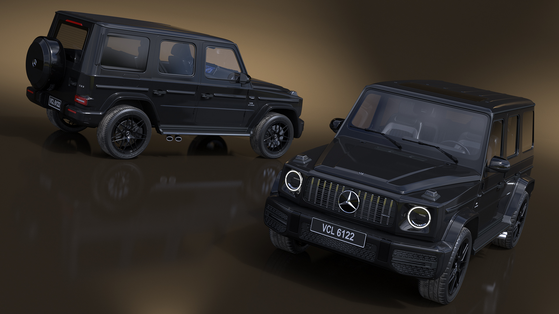 3D model Gelandewagen Mercedes-Benz AMG 63 Black Simplified