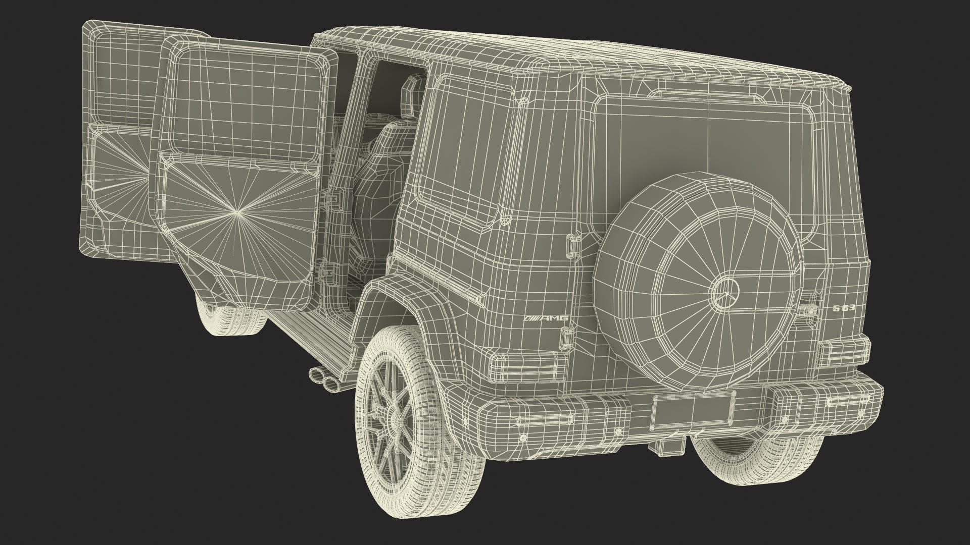 3D model Gelandewagen Mercedes-Benz AMG 63 Black Simplified