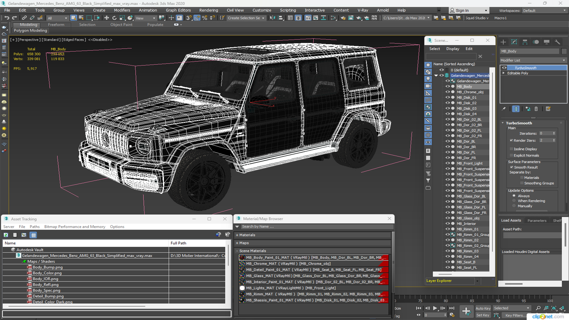 3D model Gelandewagen Mercedes-Benz AMG 63 Black Simplified