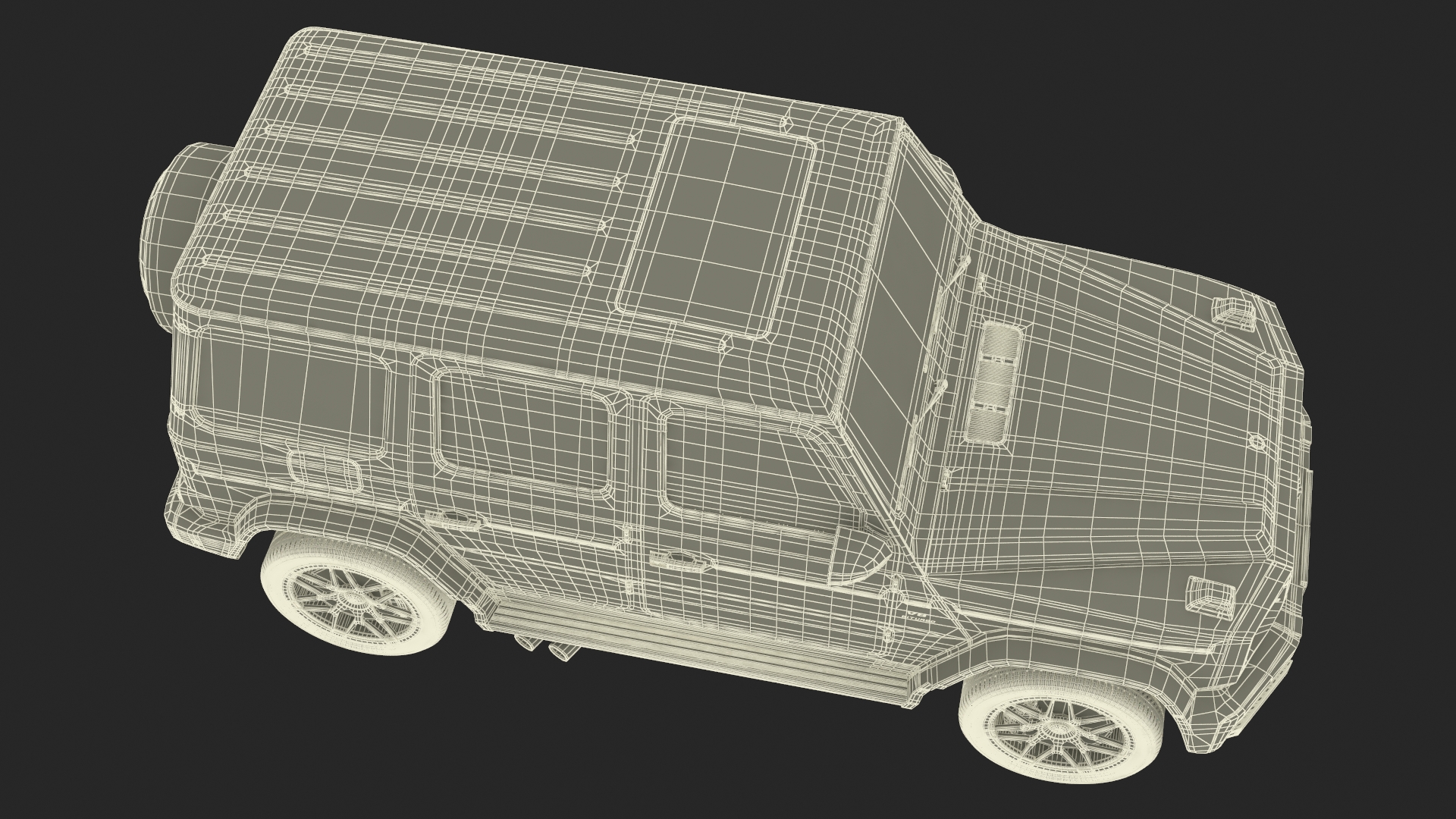 3D model Gelandewagen Mercedes-Benz AMG 63 Black Simplified