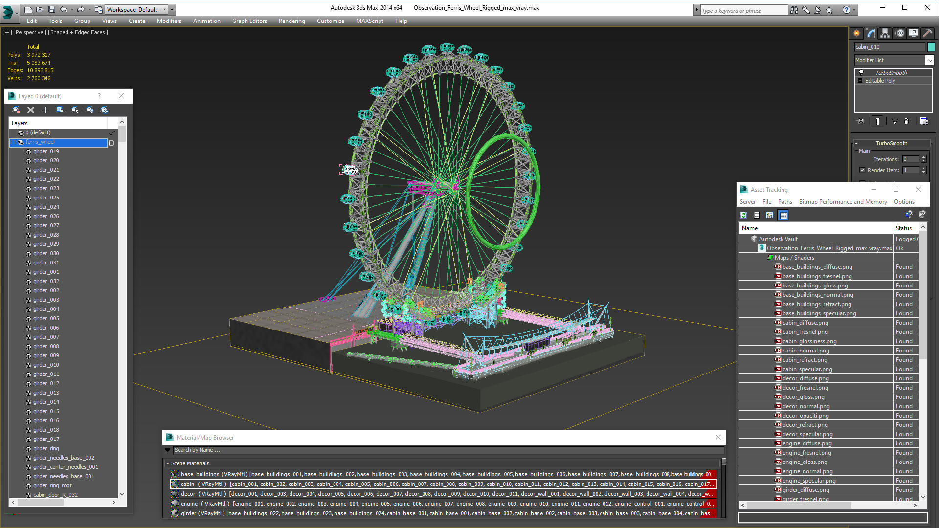 3D Observation Ferris Wheel Rigged