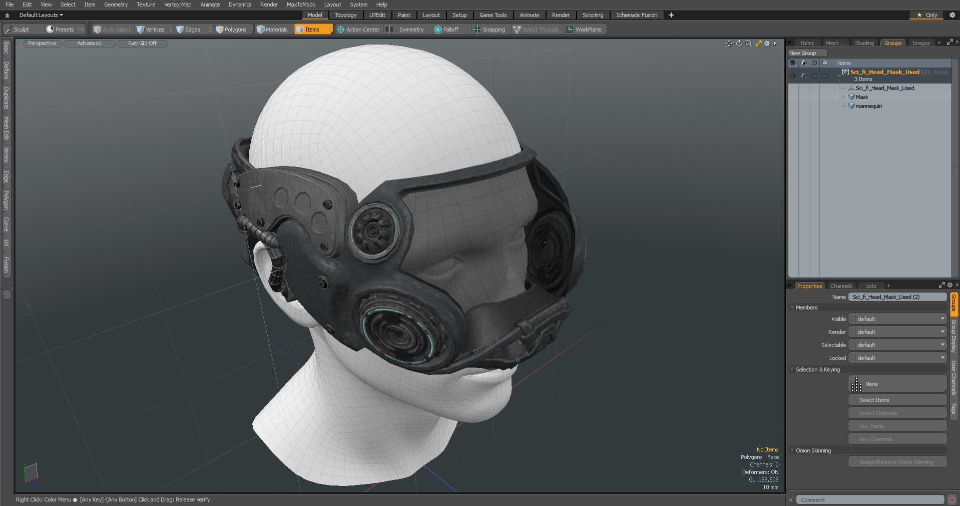 3D Sci-fi Head Mask Used