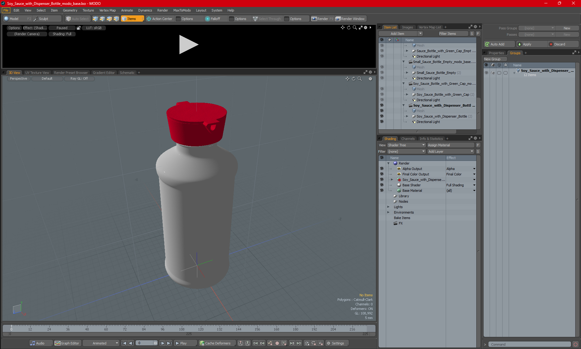 3D Soy Sauce with Dispenser Bottle
