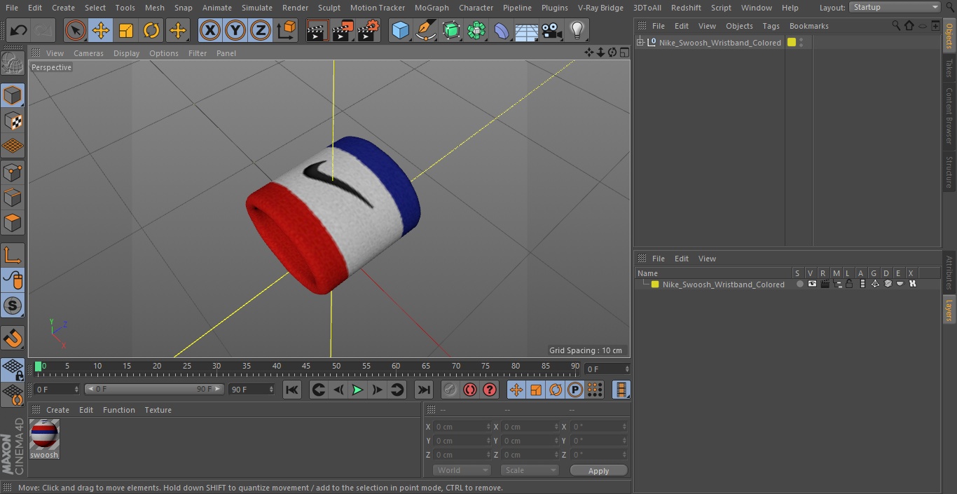Nike Swoosh Wristband Colored 3D model