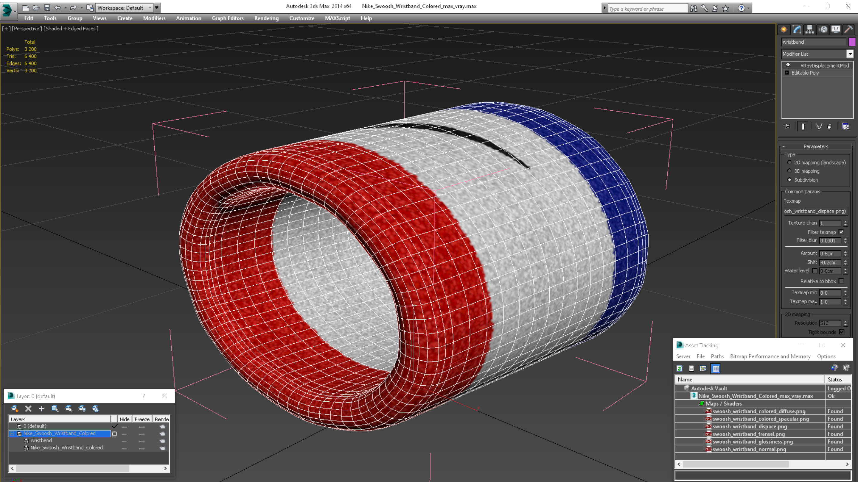 Nike Swoosh Wristband Colored 3D model