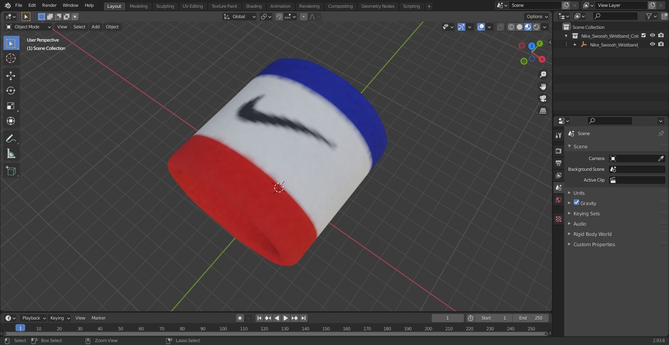 Nike Swoosh Wristband Colored 3D model