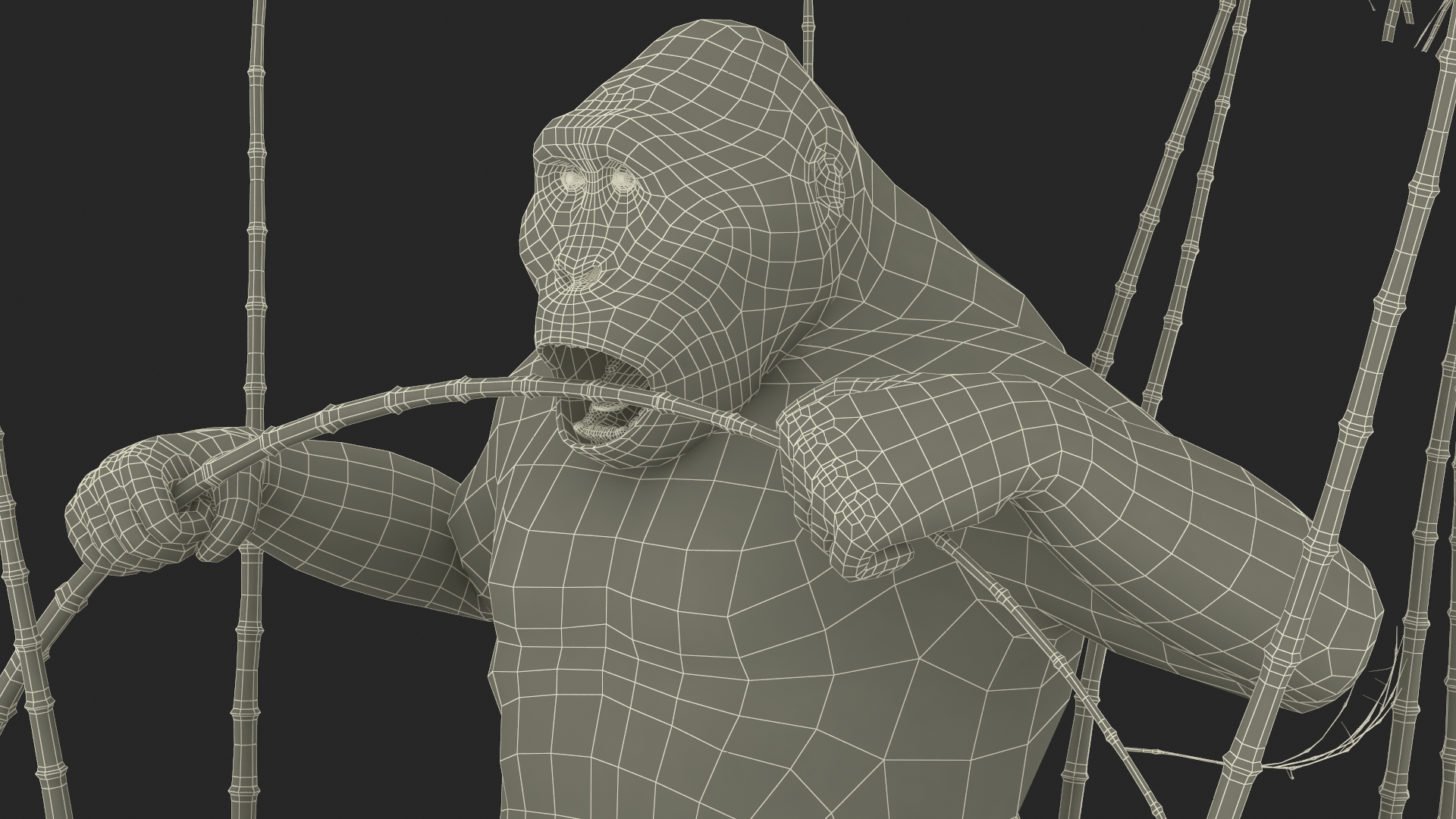 3D Gigantopithecus Eats Bamboo Plants Fur model