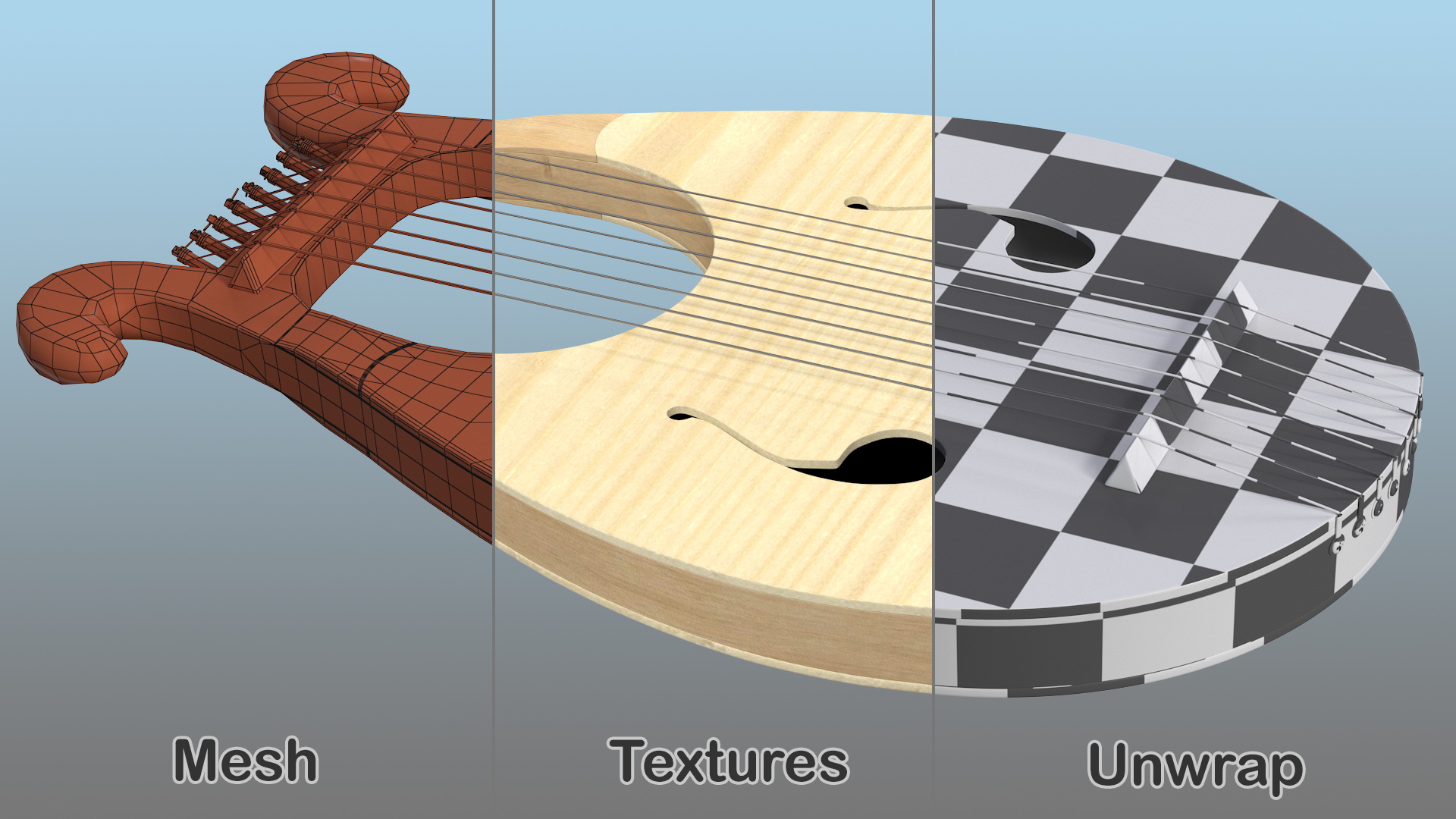 Greek Lyre Harp 8 String 3D model