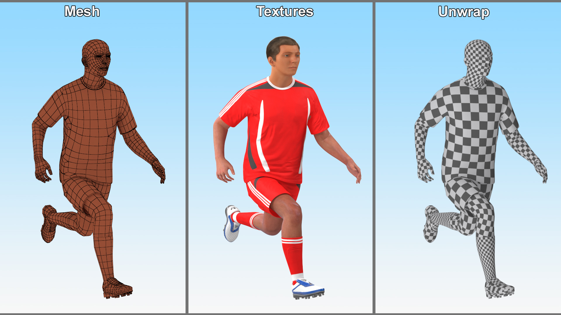 Male Soccer Player in Sportswear Rigged 3D model