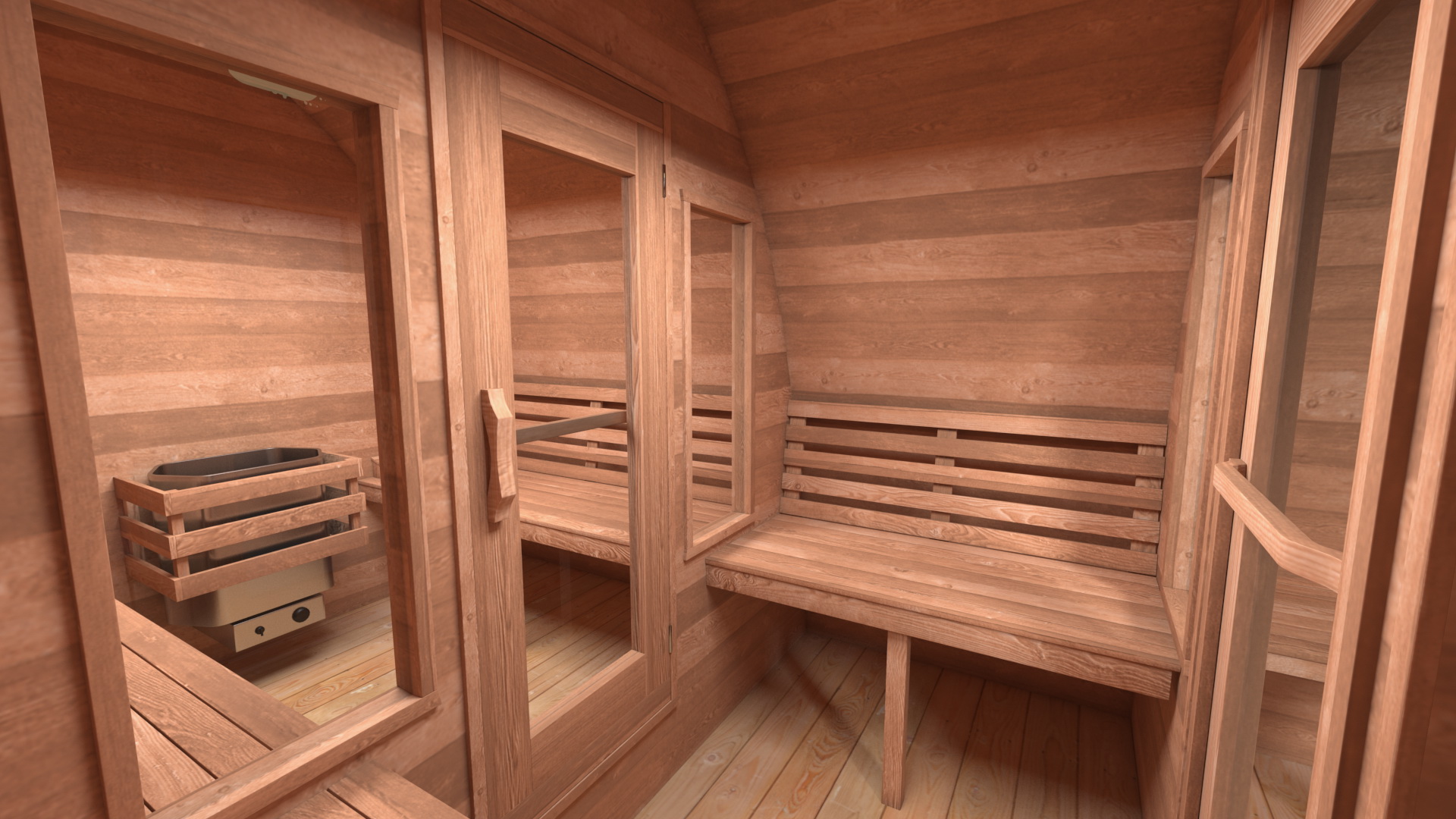 3D Wooden Outdoor Sauna House