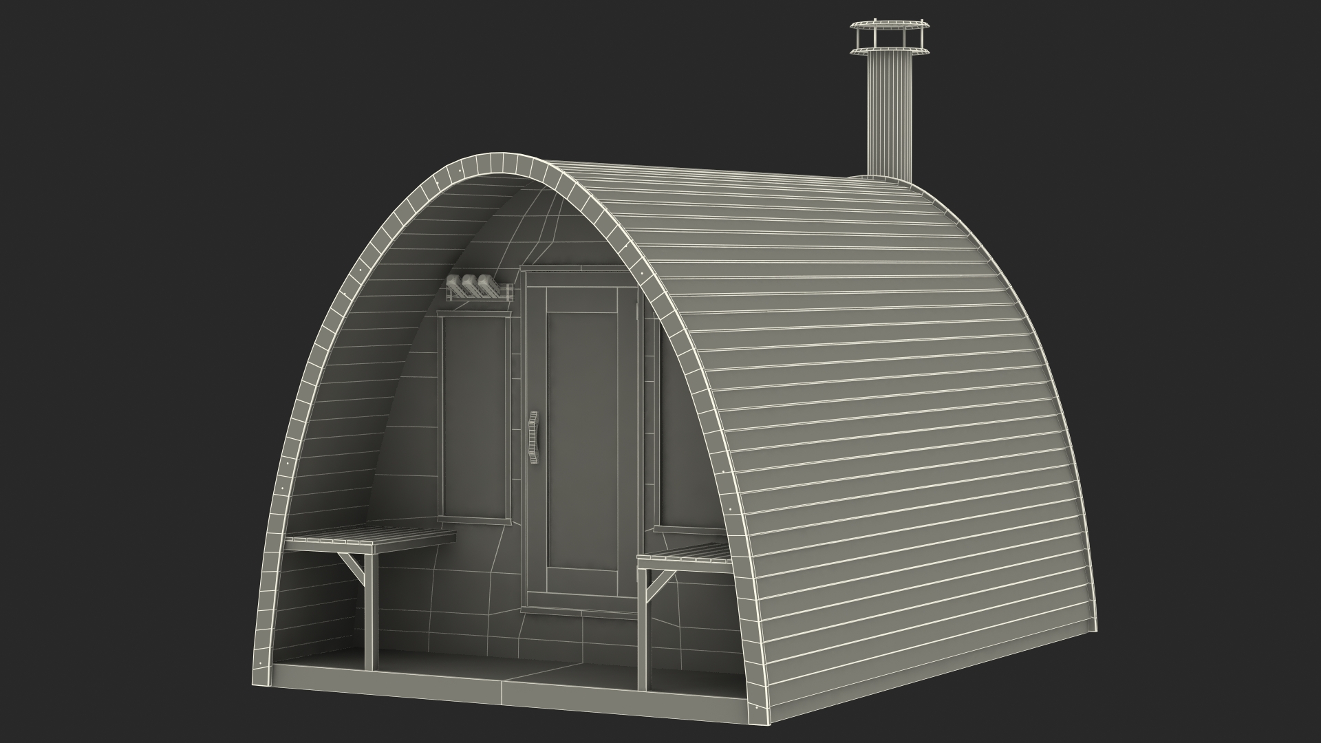 3D Wooden Outdoor Sauna House