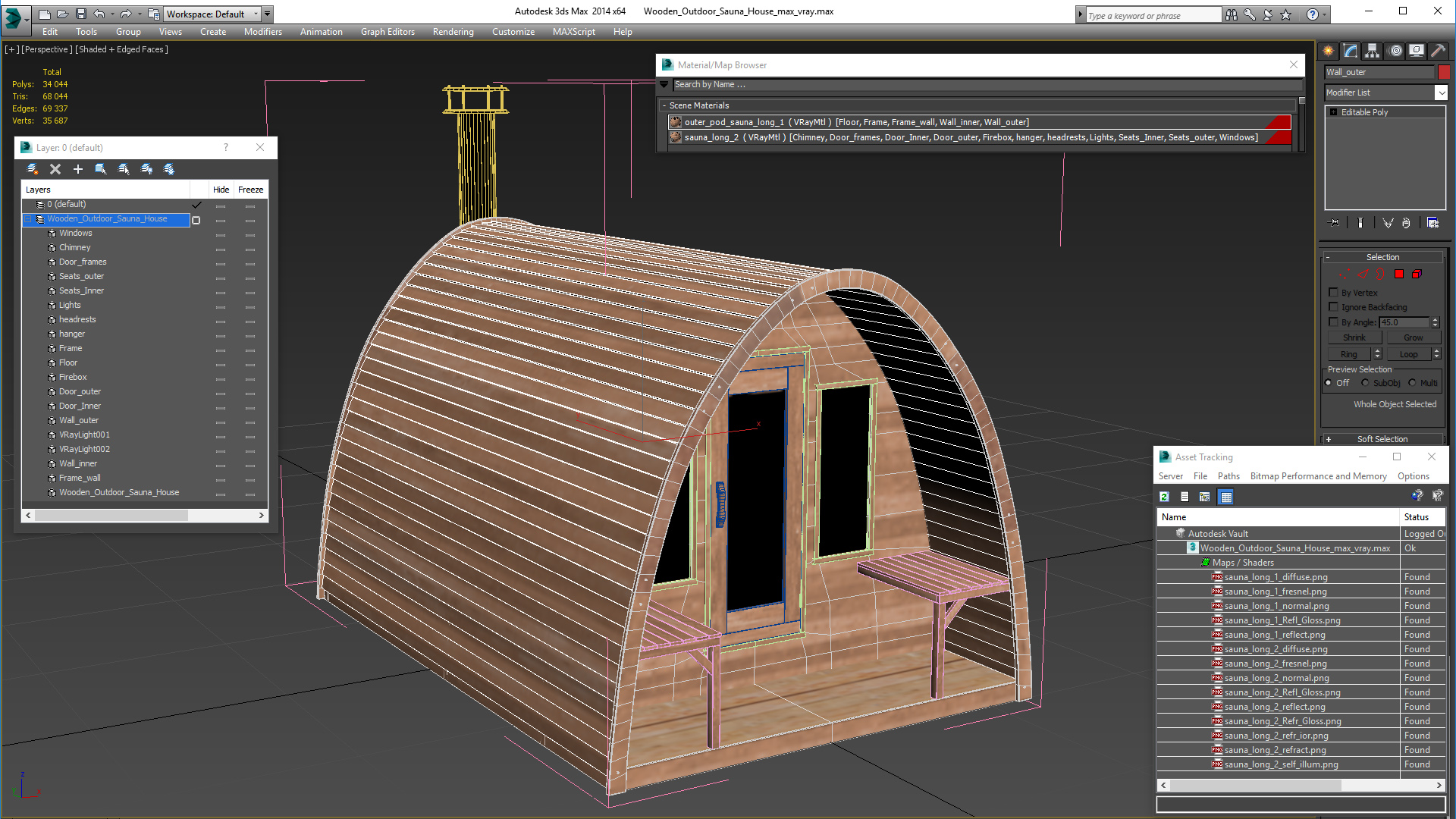3D Wooden Outdoor Sauna House