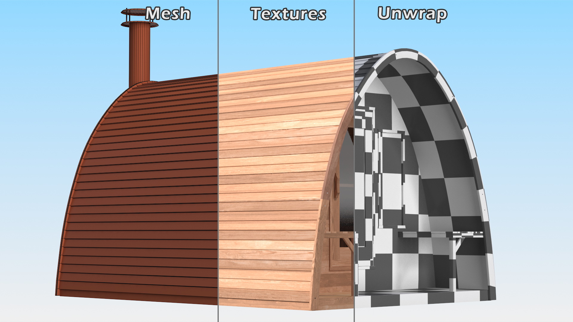 3D Wooden Outdoor Sauna House