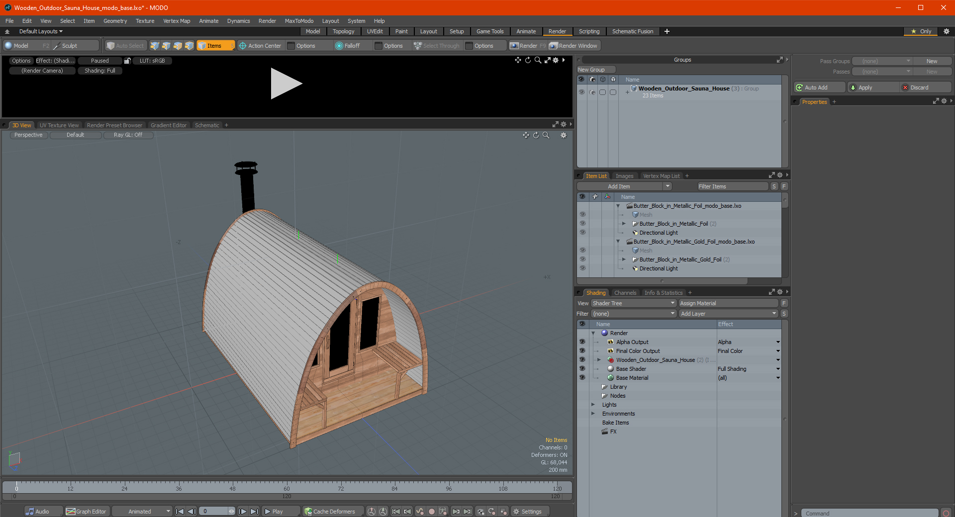 3D Wooden Outdoor Sauna House