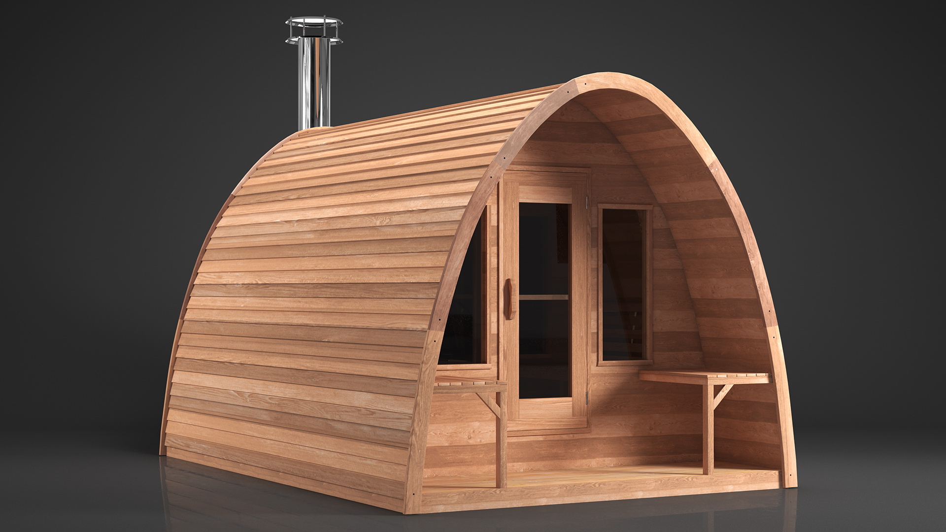 3D Wooden Outdoor Sauna House