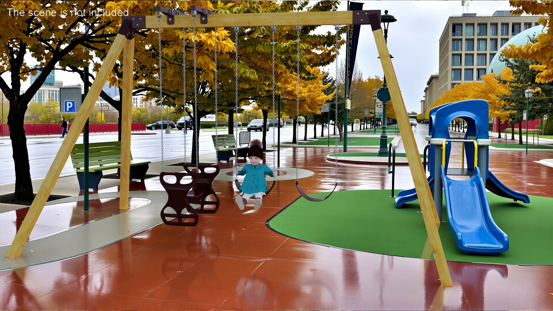 Little Girl on Swing Fur 3D model