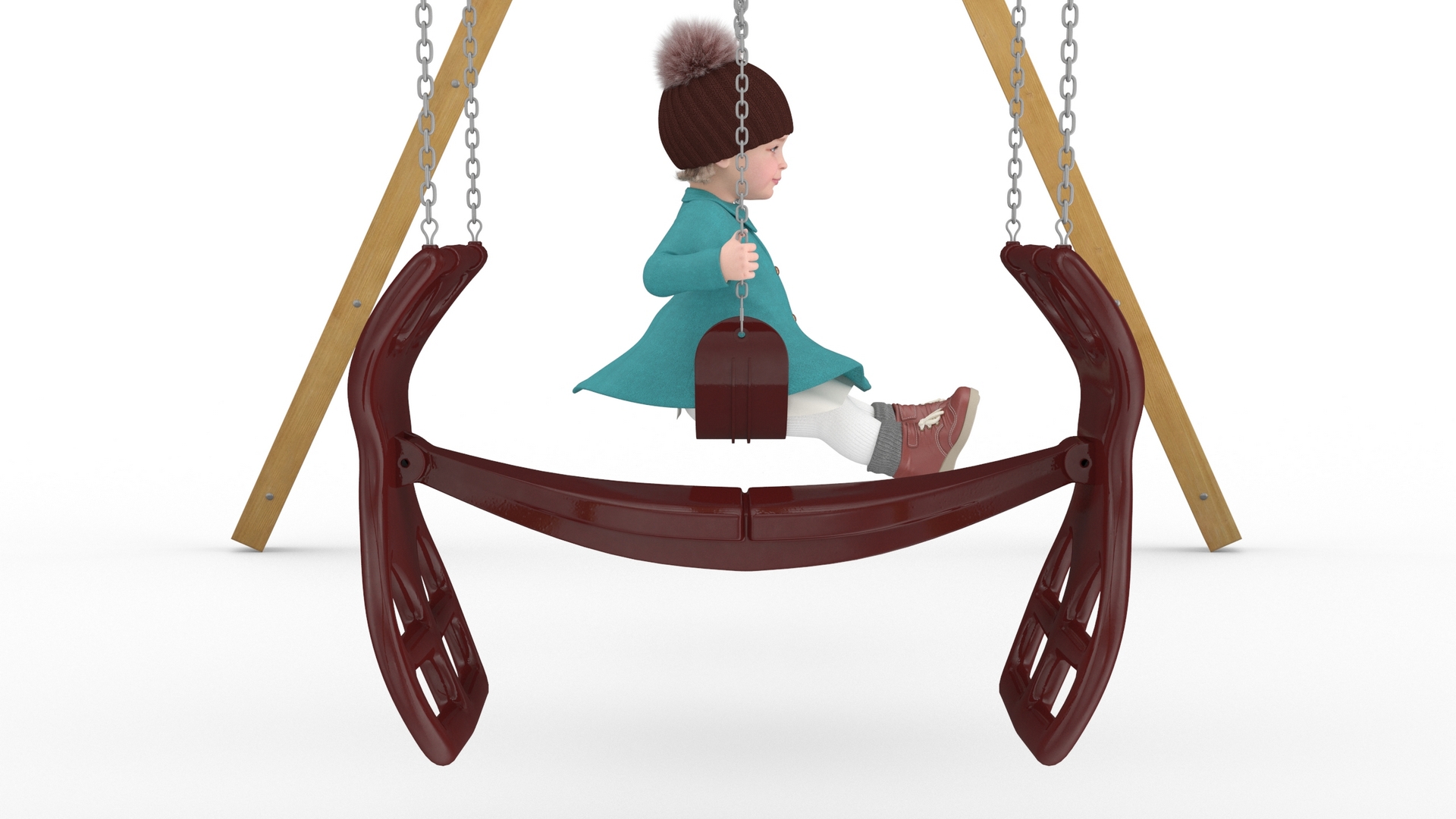 Little Girl on Swing Fur 3D model