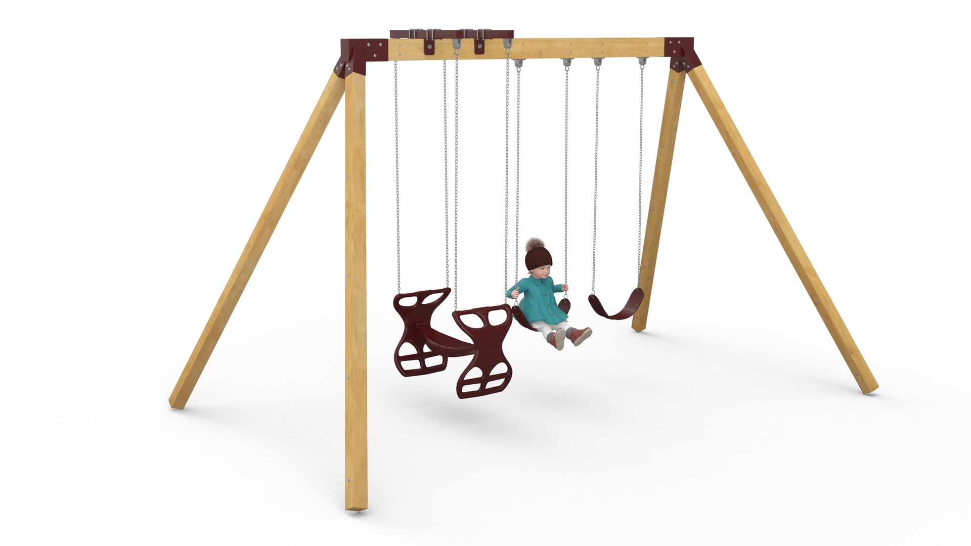 Little Girl on Swing Fur 3D model