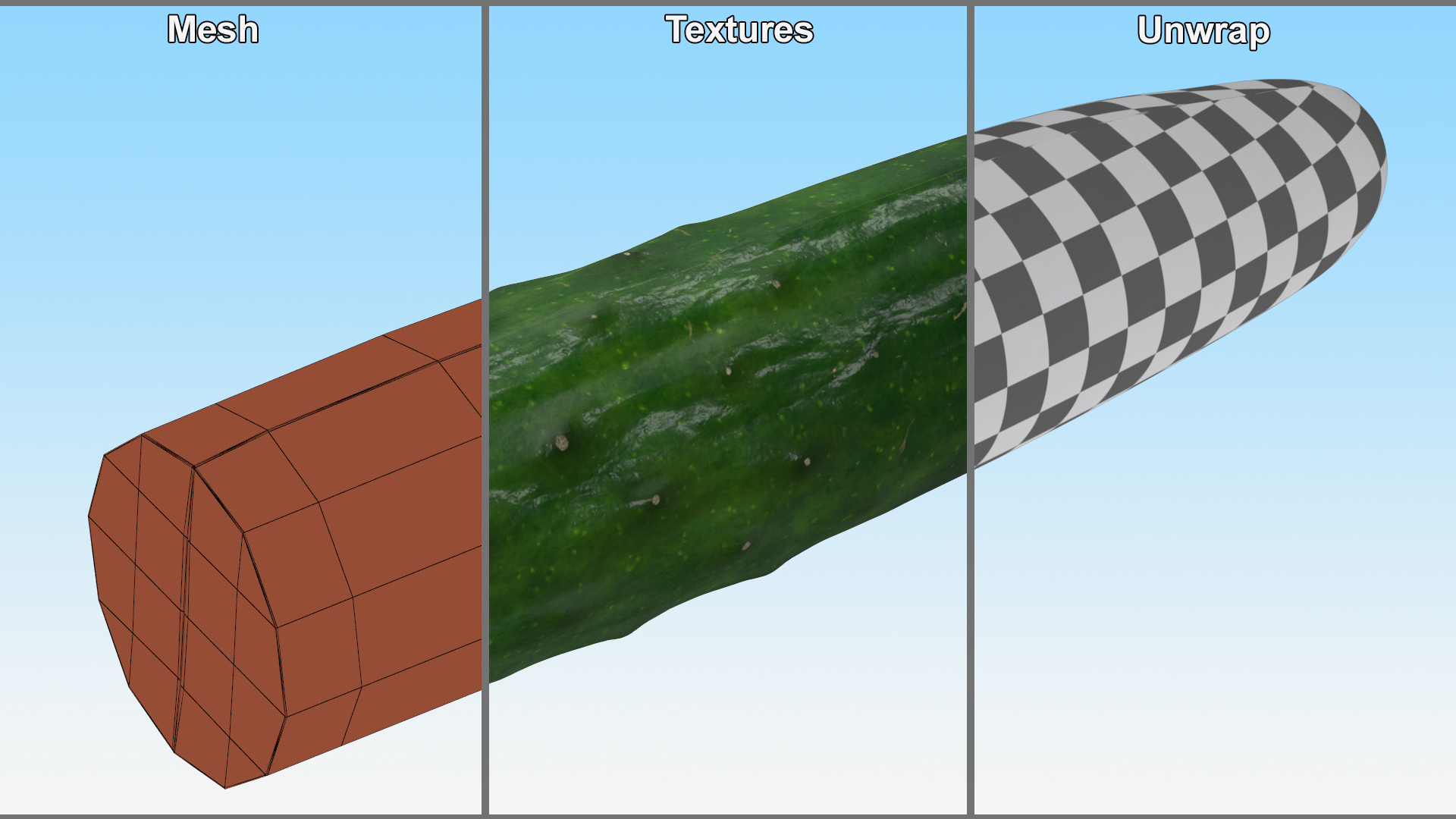 Cucumber Two Halves 3D model