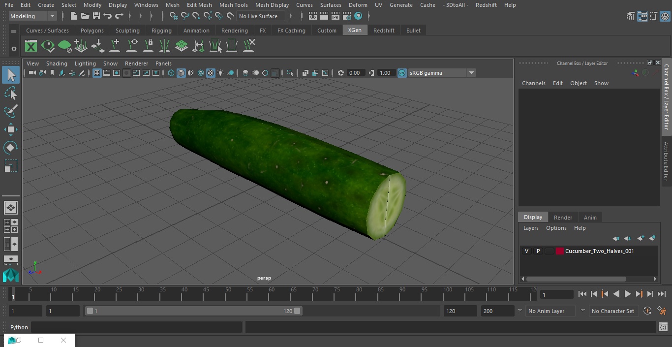 Cucumber Two Halves 3D model