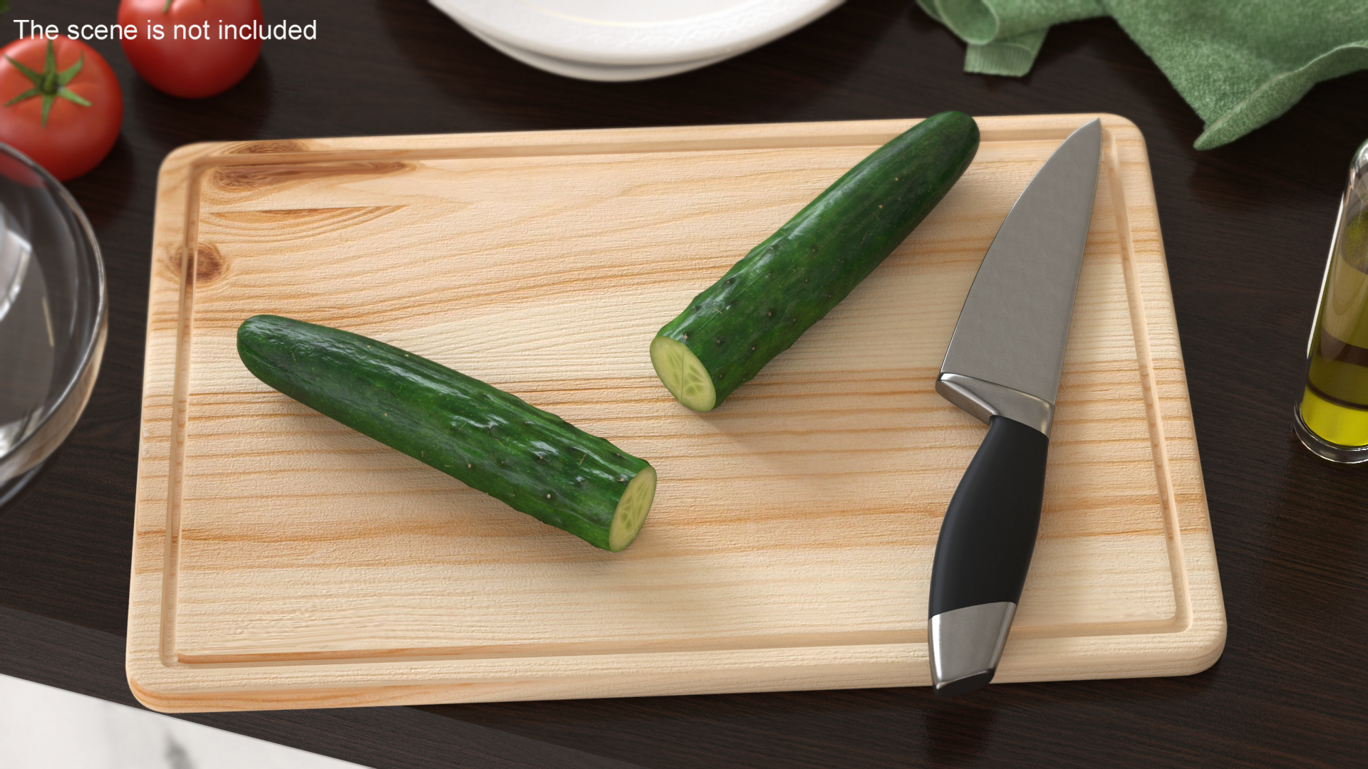 Cucumber Two Halves 3D model