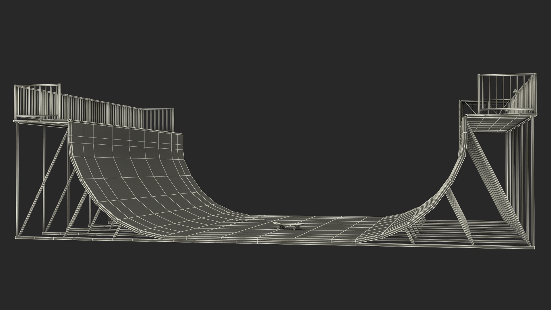 Vert Ramp and Classic Skateboard 3D