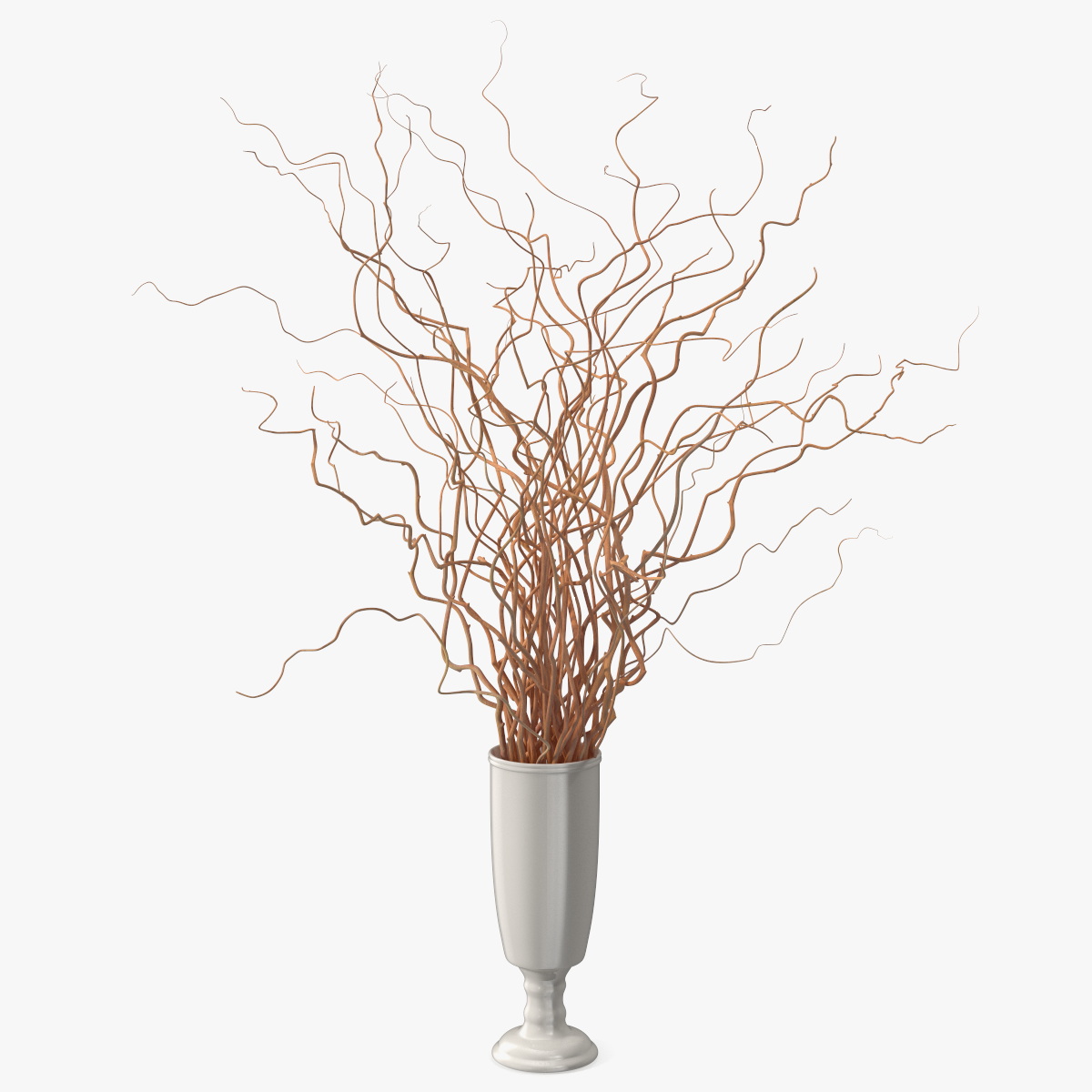 Dried Natural Curly Willow in Porcelain Vase, view 6