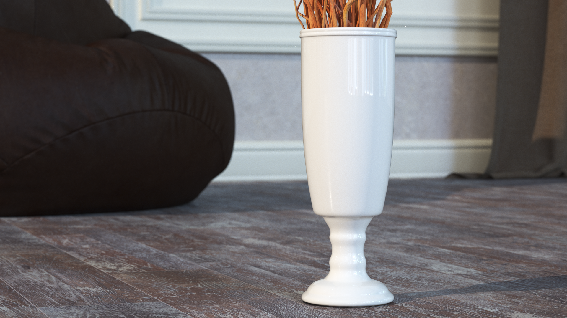 Dried Natural Curly Willow in Porcelain Vase, view 8