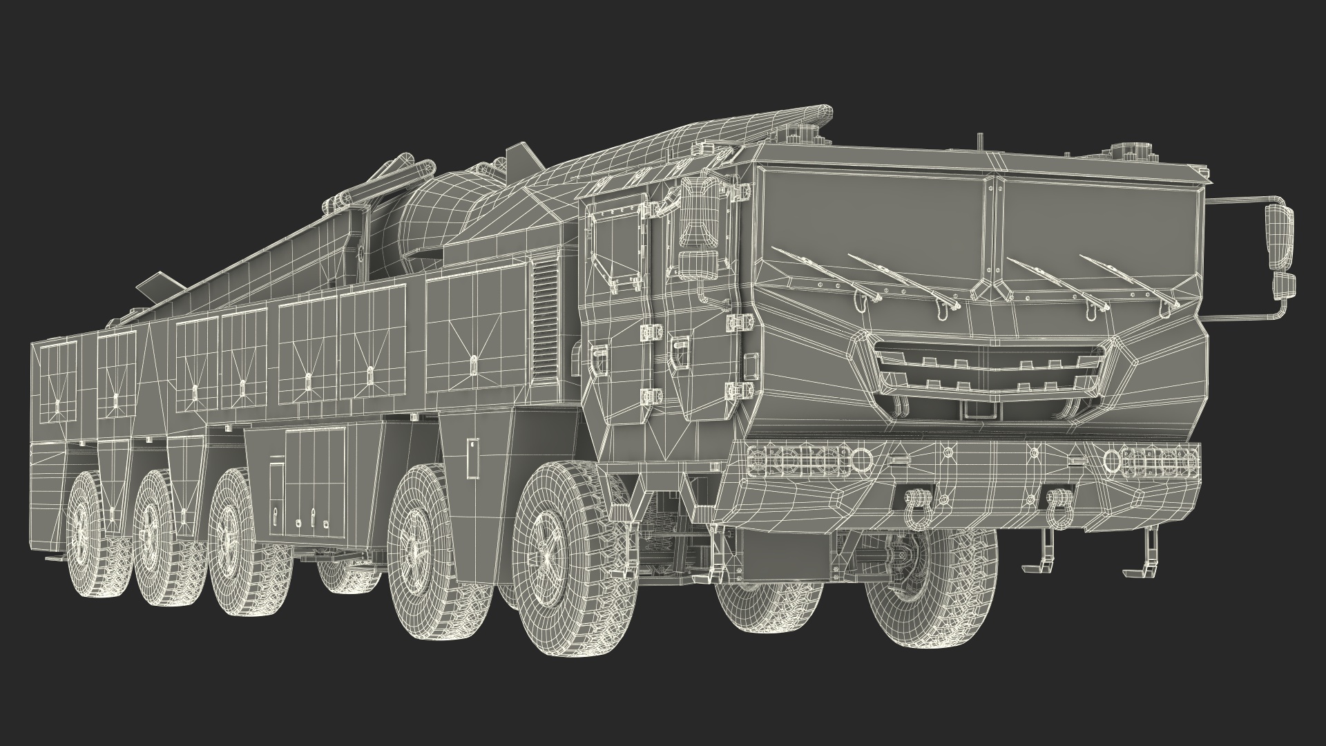 3D Ballistic Missile on Road Mobile Vehicle Rigged for Maya