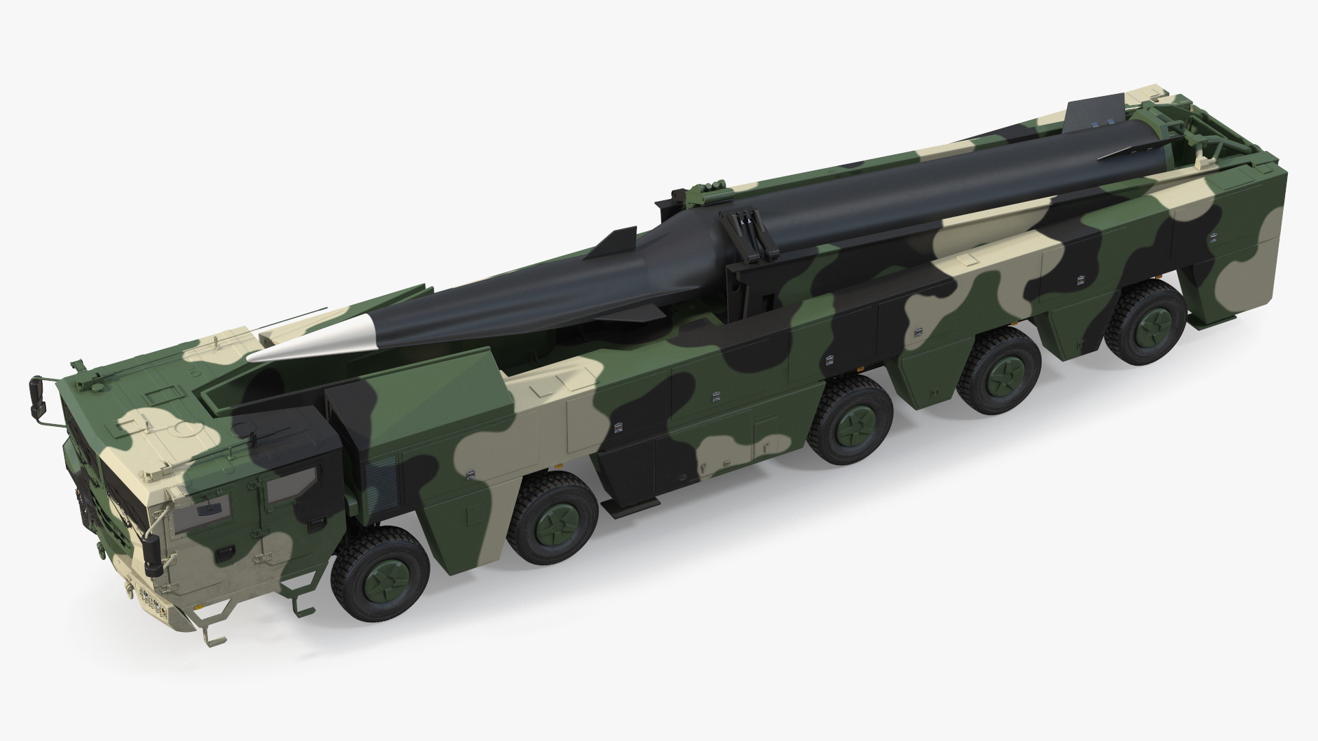 3D Ballistic Missile on Road Mobile Vehicle Rigged for Maya
