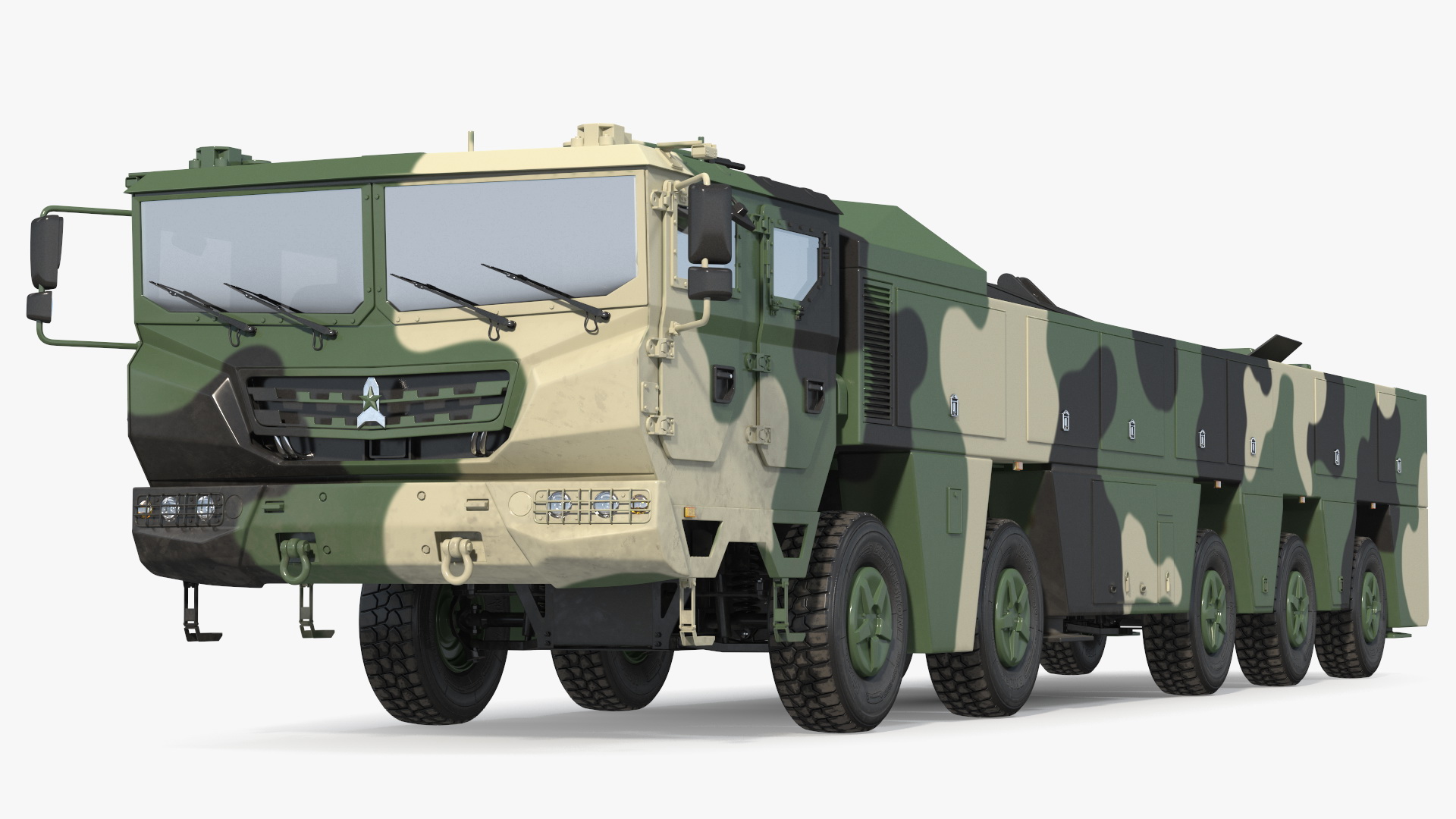 3D Ballistic Missile on Road Mobile Vehicle Rigged for Maya