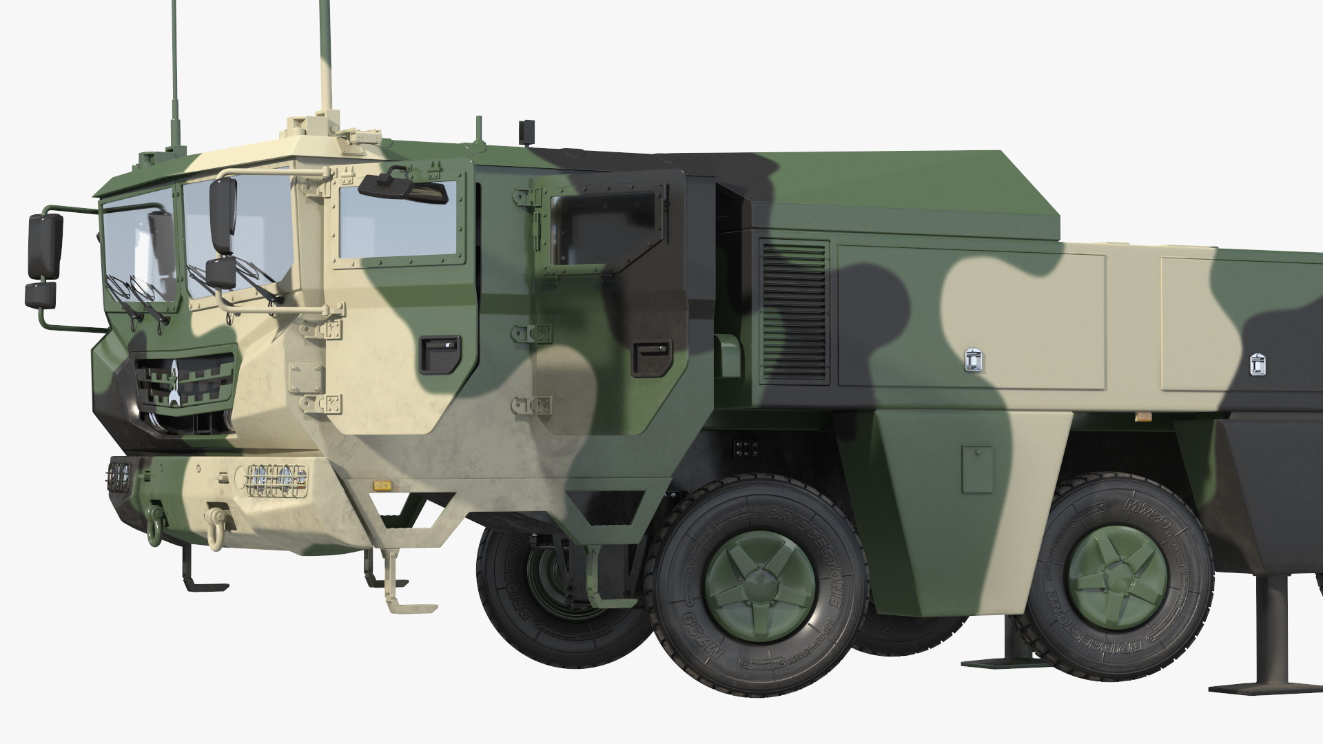 3D Ballistic Missile on Road Mobile Vehicle Rigged for Maya