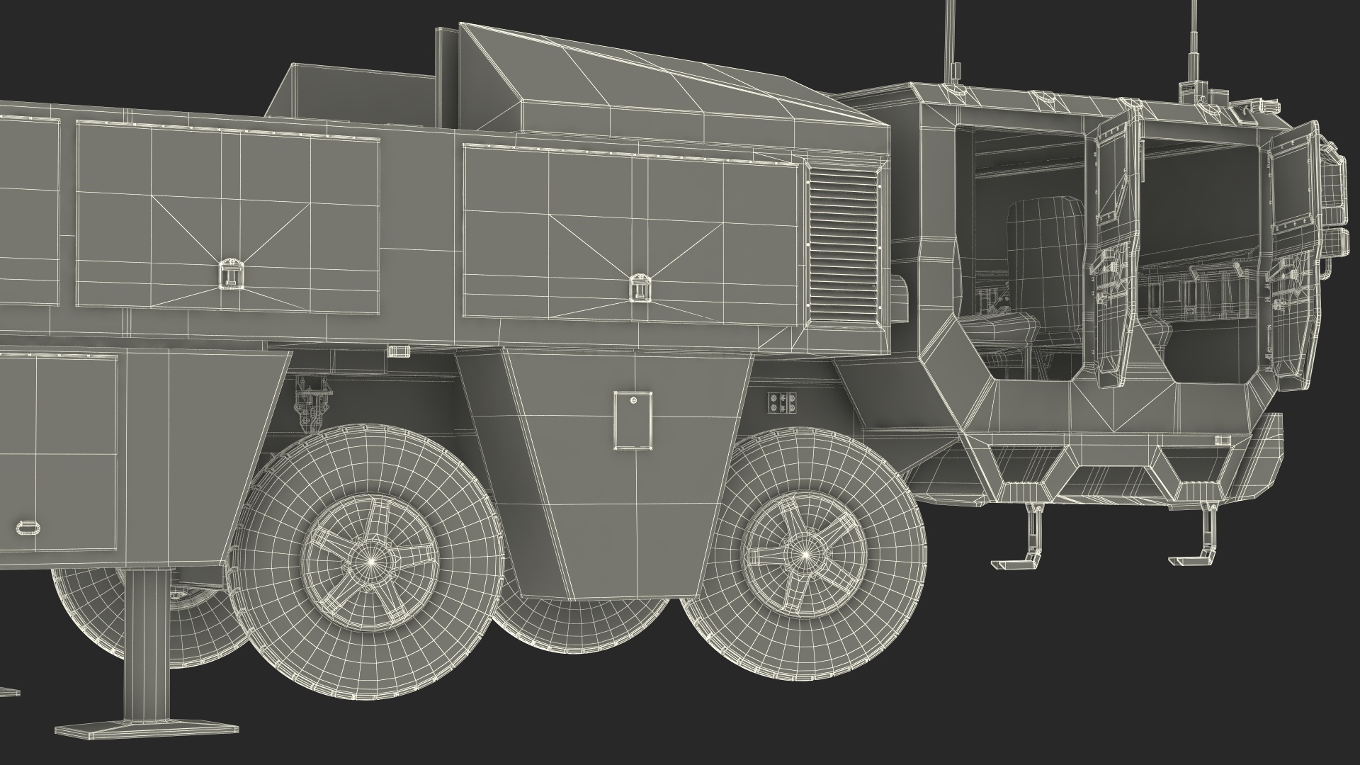 3D Ballistic Missile on Road Mobile Vehicle Rigged for Maya