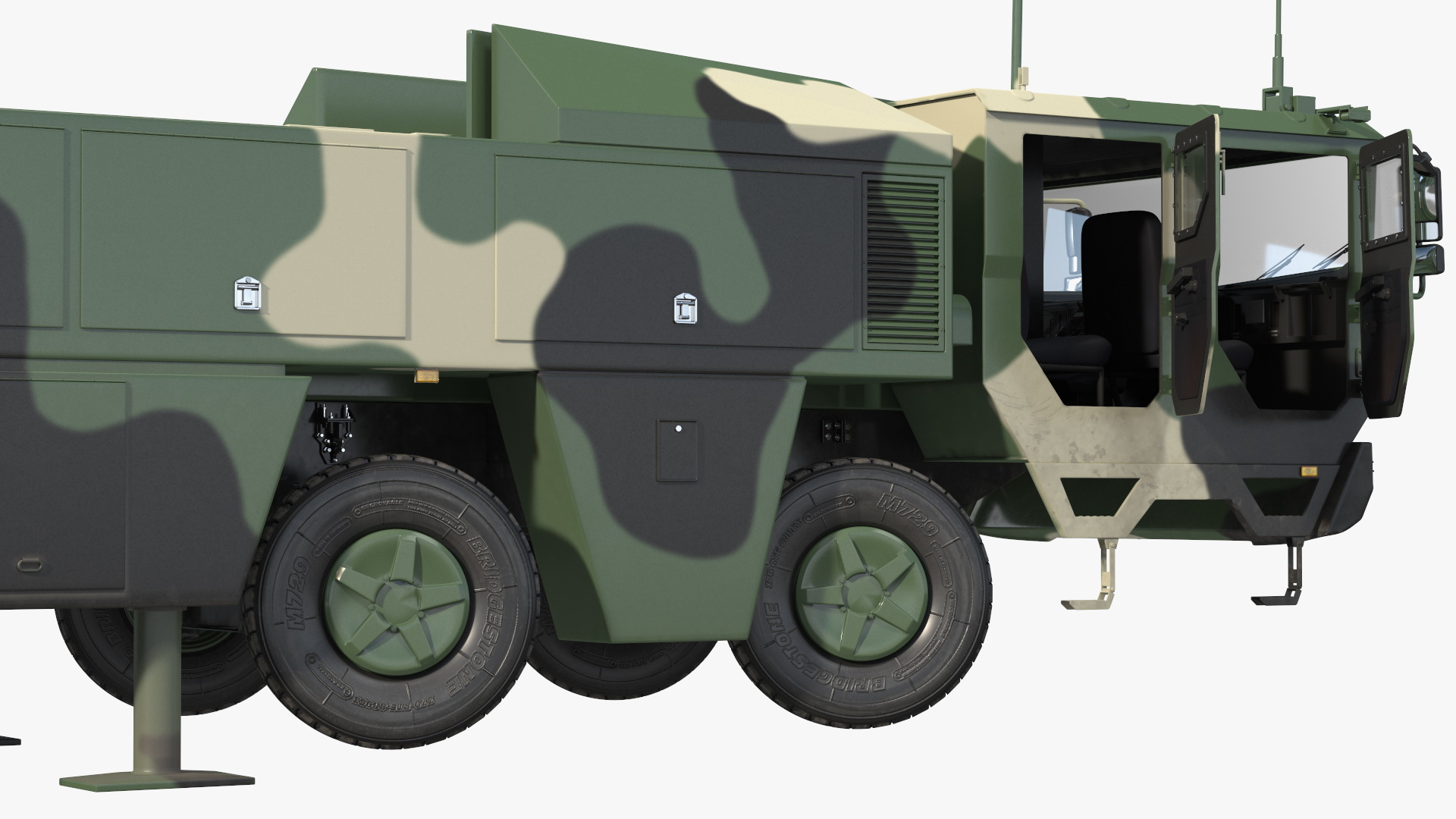 3D Ballistic Missile on Road Mobile Vehicle Rigged for Maya