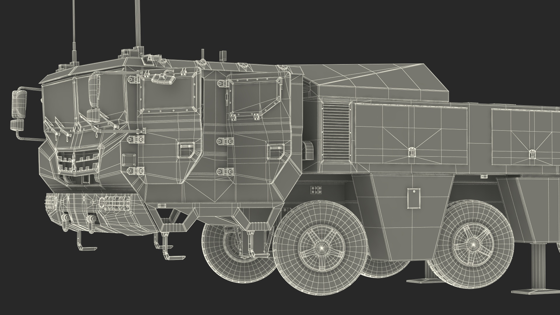 3D Ballistic Missile on Road Mobile Vehicle Rigged for Maya