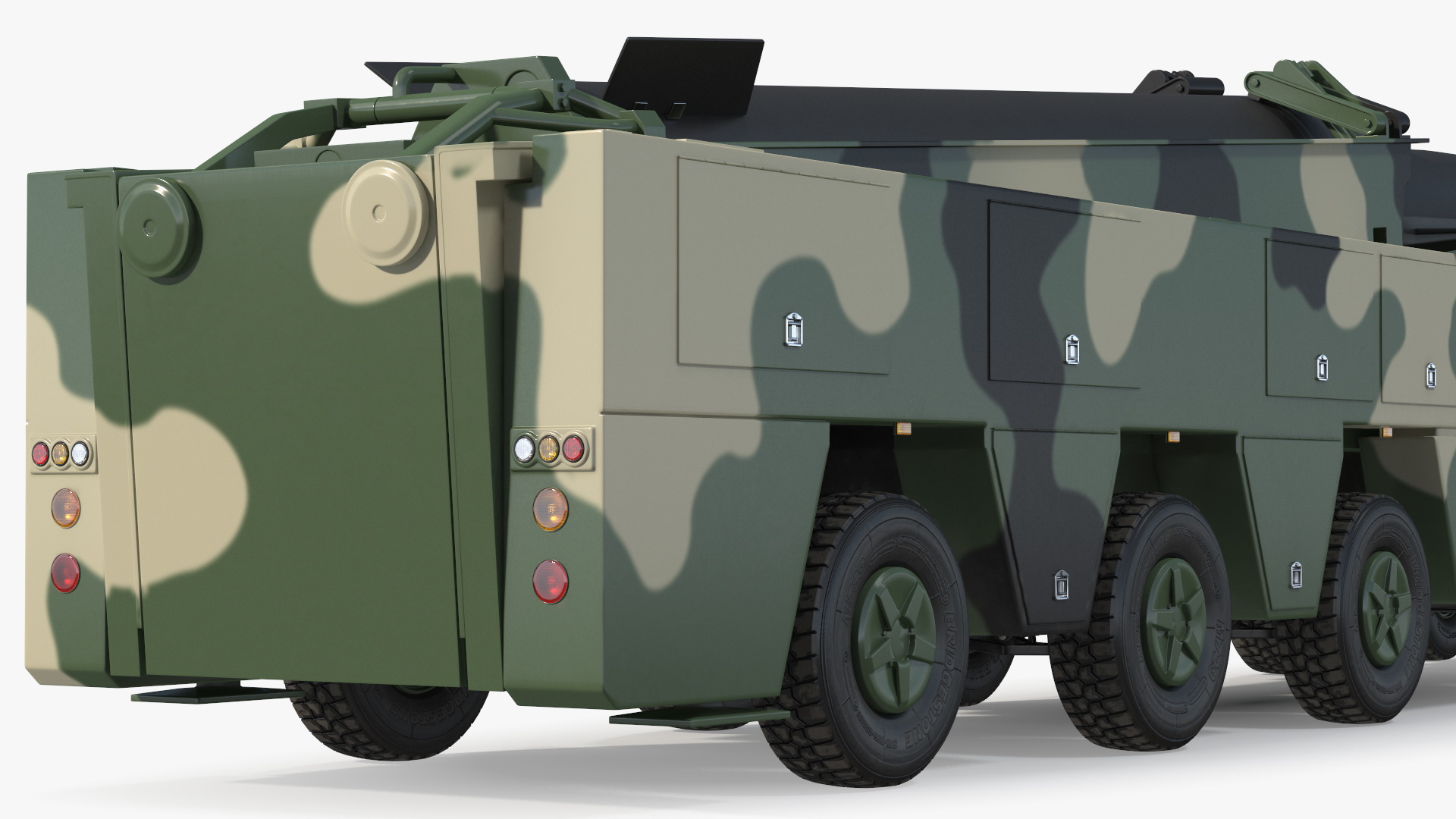 3D Ballistic Missile on Road Mobile Vehicle Rigged for Maya