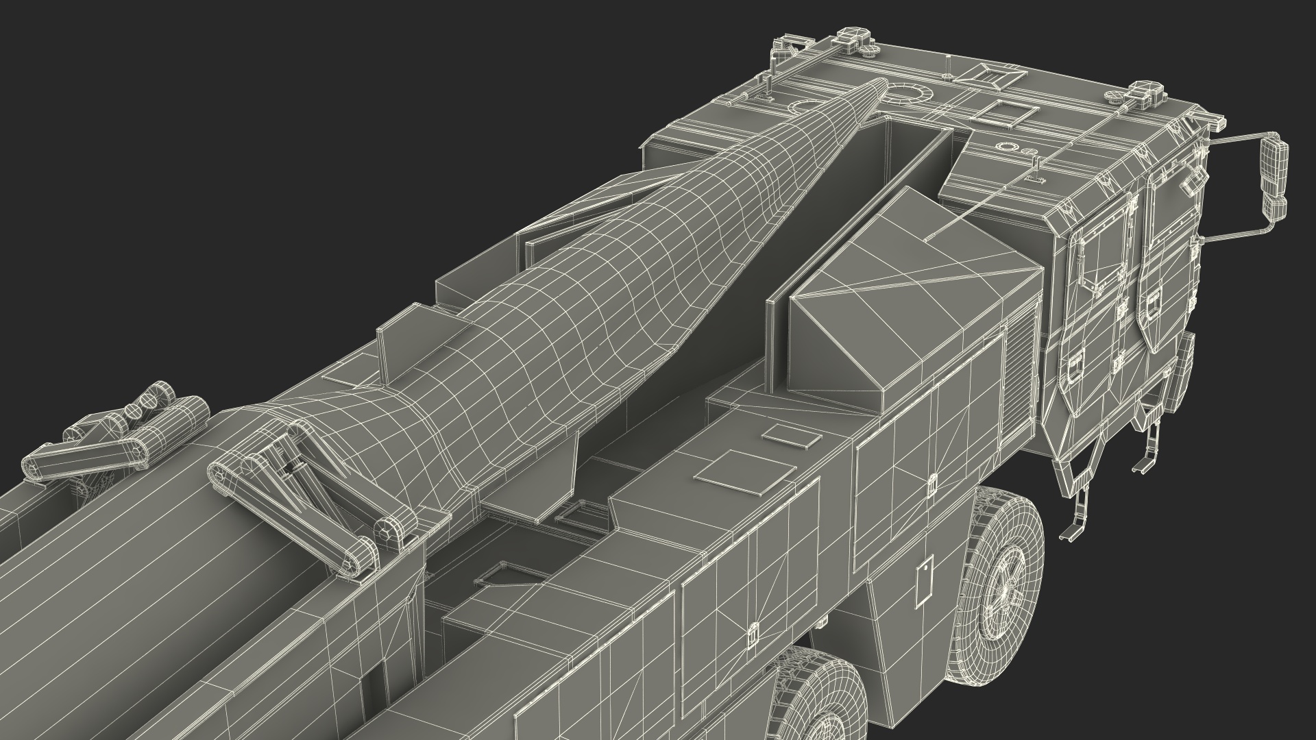 3D Ballistic Missile on Road Mobile Vehicle Rigged for Maya