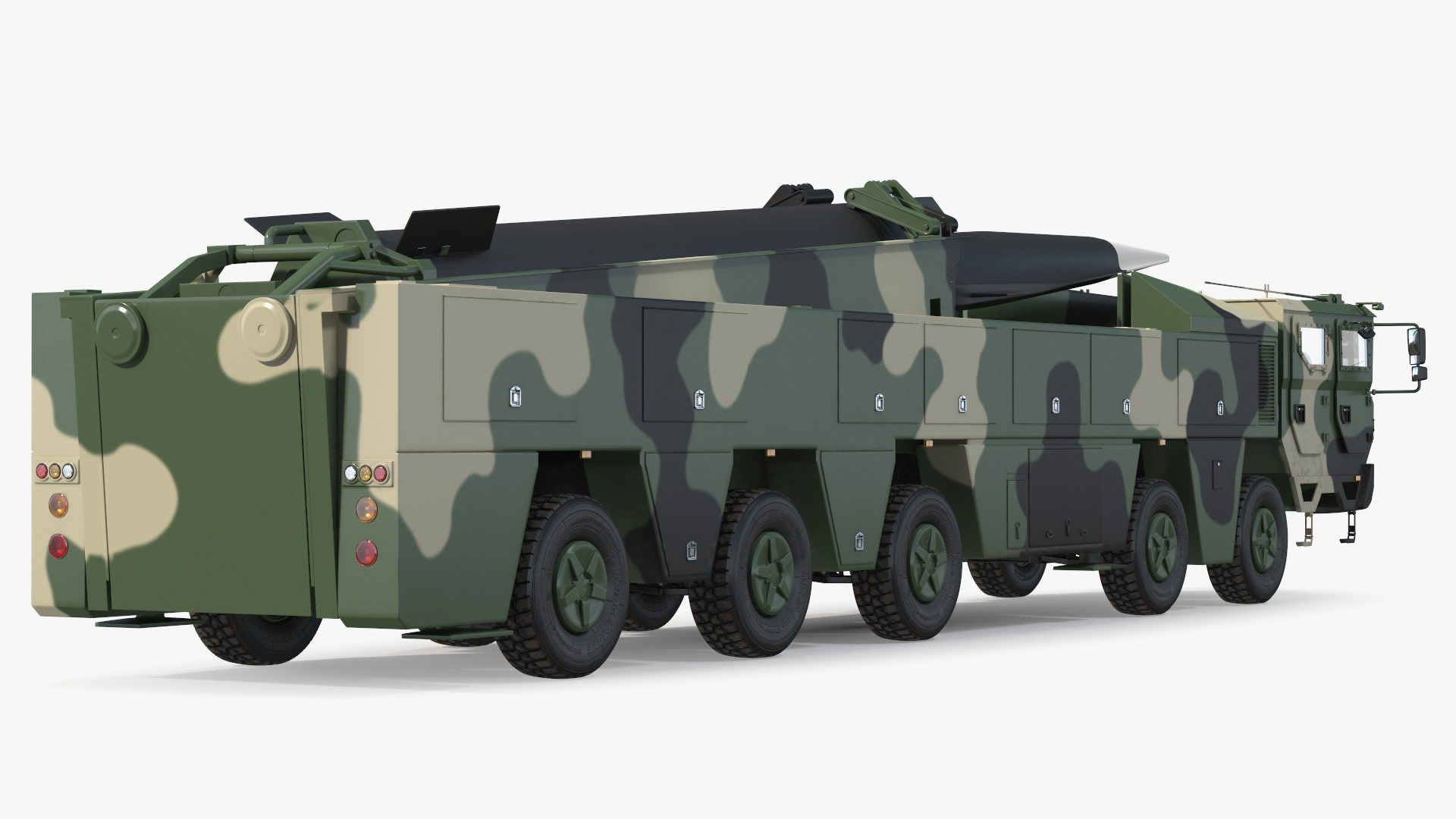 3D Ballistic Missile on Road Mobile Vehicle Rigged for Maya