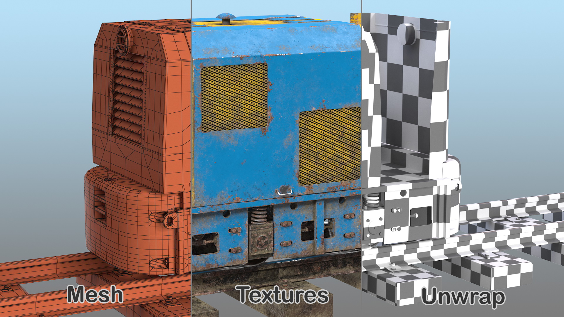 Mining Locomotive on Railway Section Dusty 3D