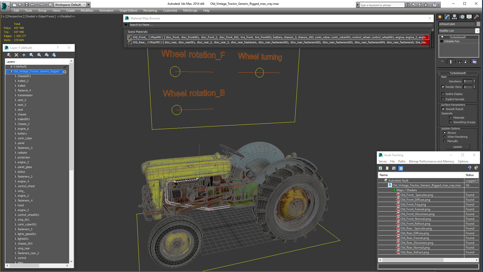 Old Vintage Tractor Generic Rigged 3D model